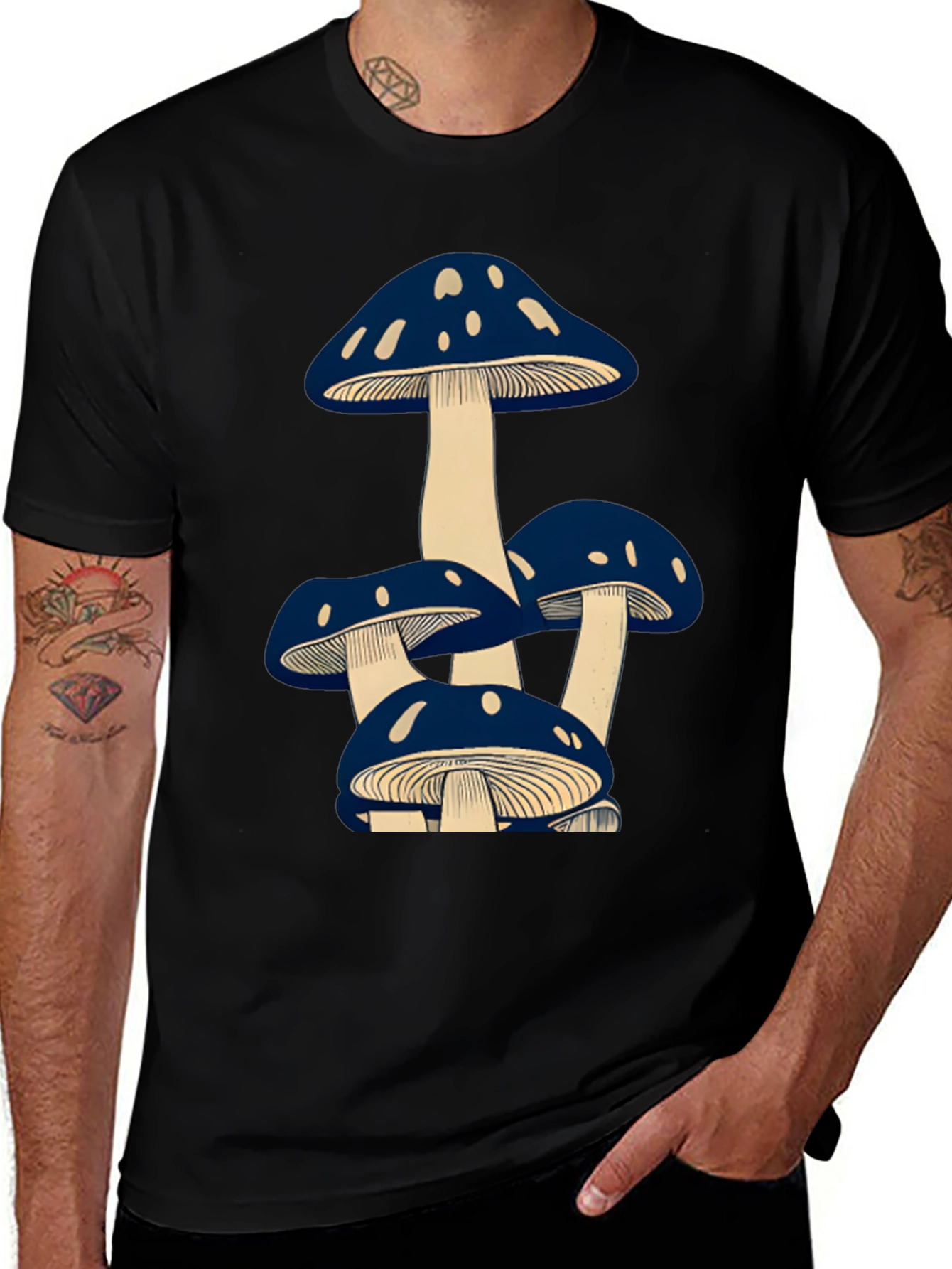 Variant 11 of Mushroom Graphic Tee - Unisex Black T-Shirt