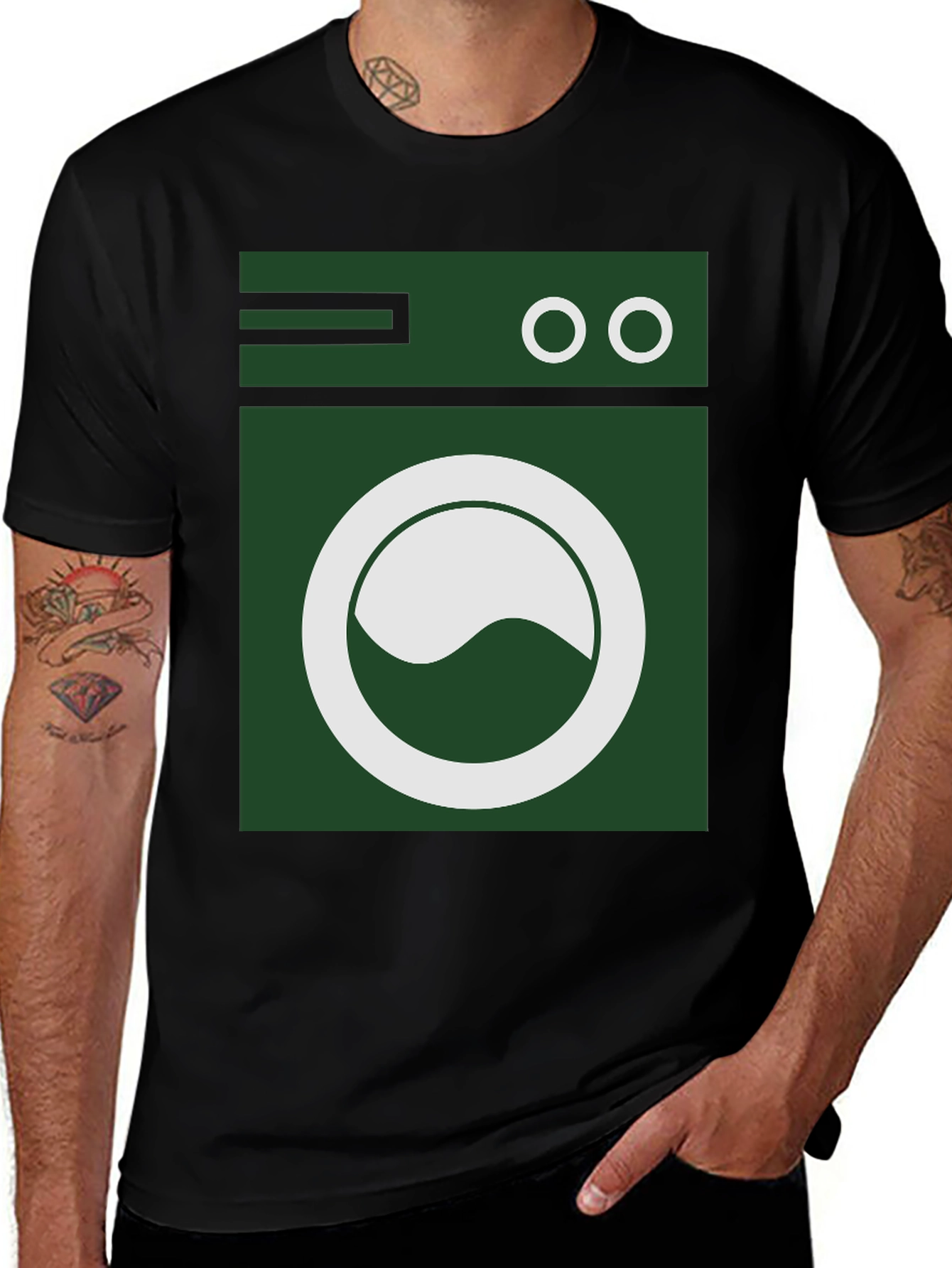 Variant 12 of Washing Machine Graphic Tee - Black Cotton T-Shirt