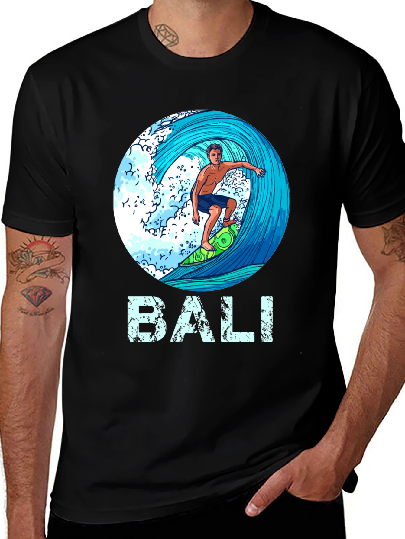 Variant 6 of Bali Surfer Graphic T-Shirt - Tropical Island Style