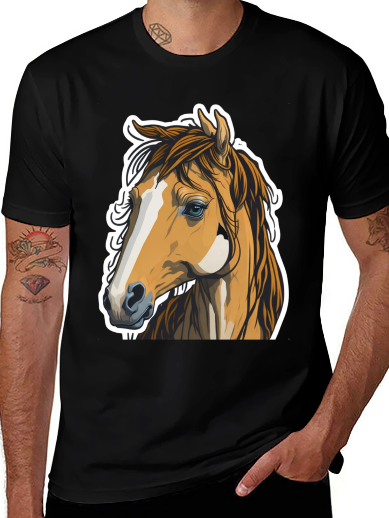 Variant 27 of Horse Head Graphic Tee - Stylish Animal Lover Shirt