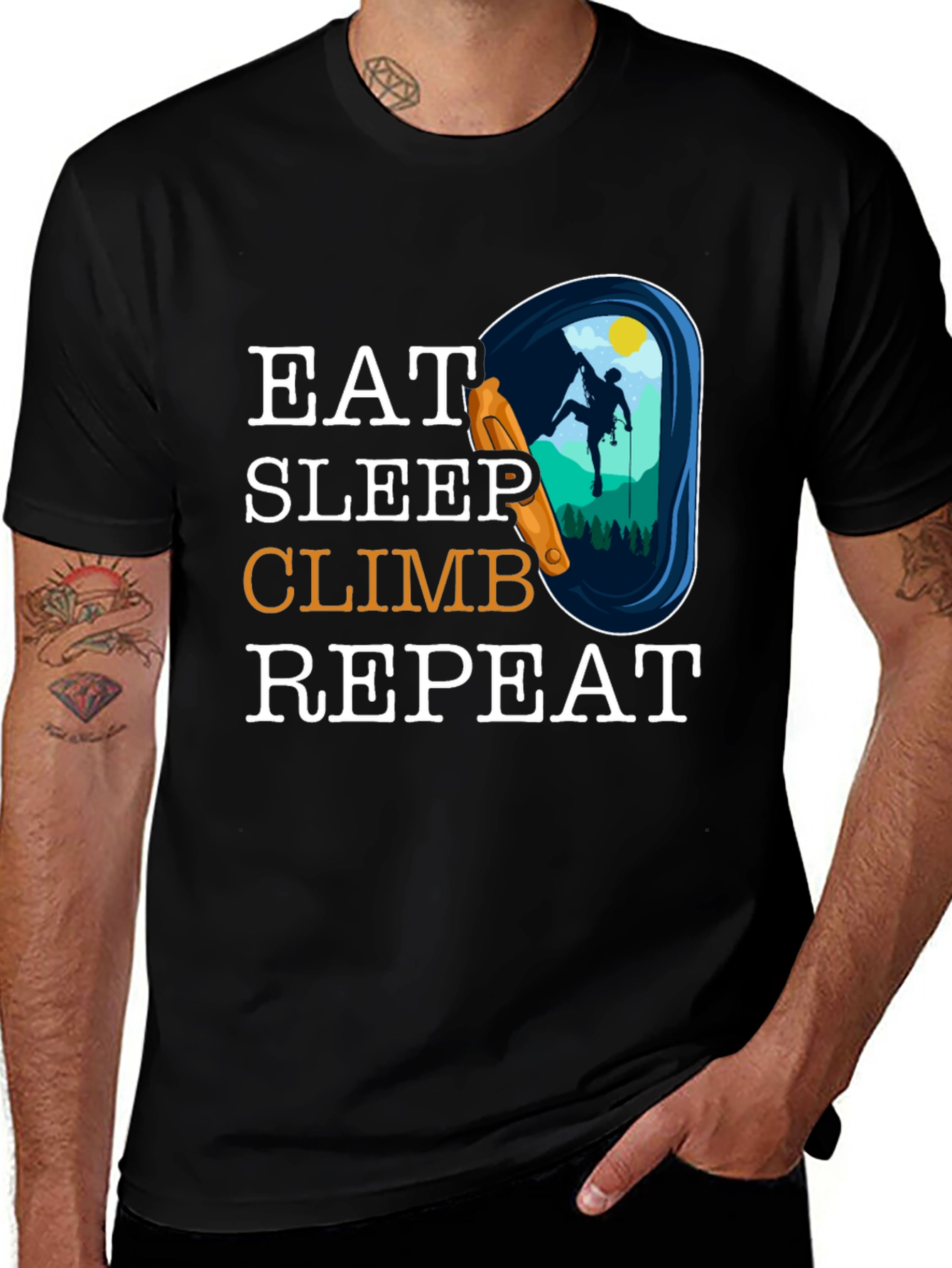 Variant 8 of Eat Sleep Climb Repeat T-Shirt, Climbing Graphic Tee
