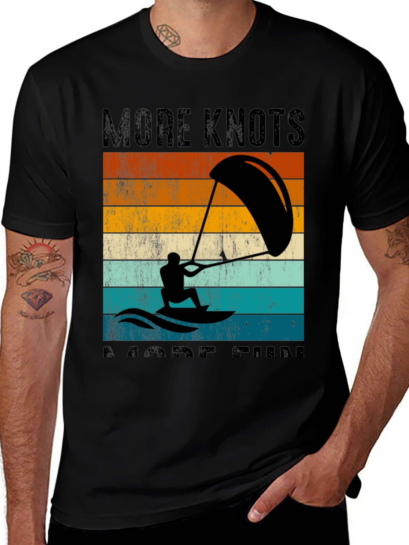 Variant 6 of Kitesurfing T-Shirt - More Knots More Fun