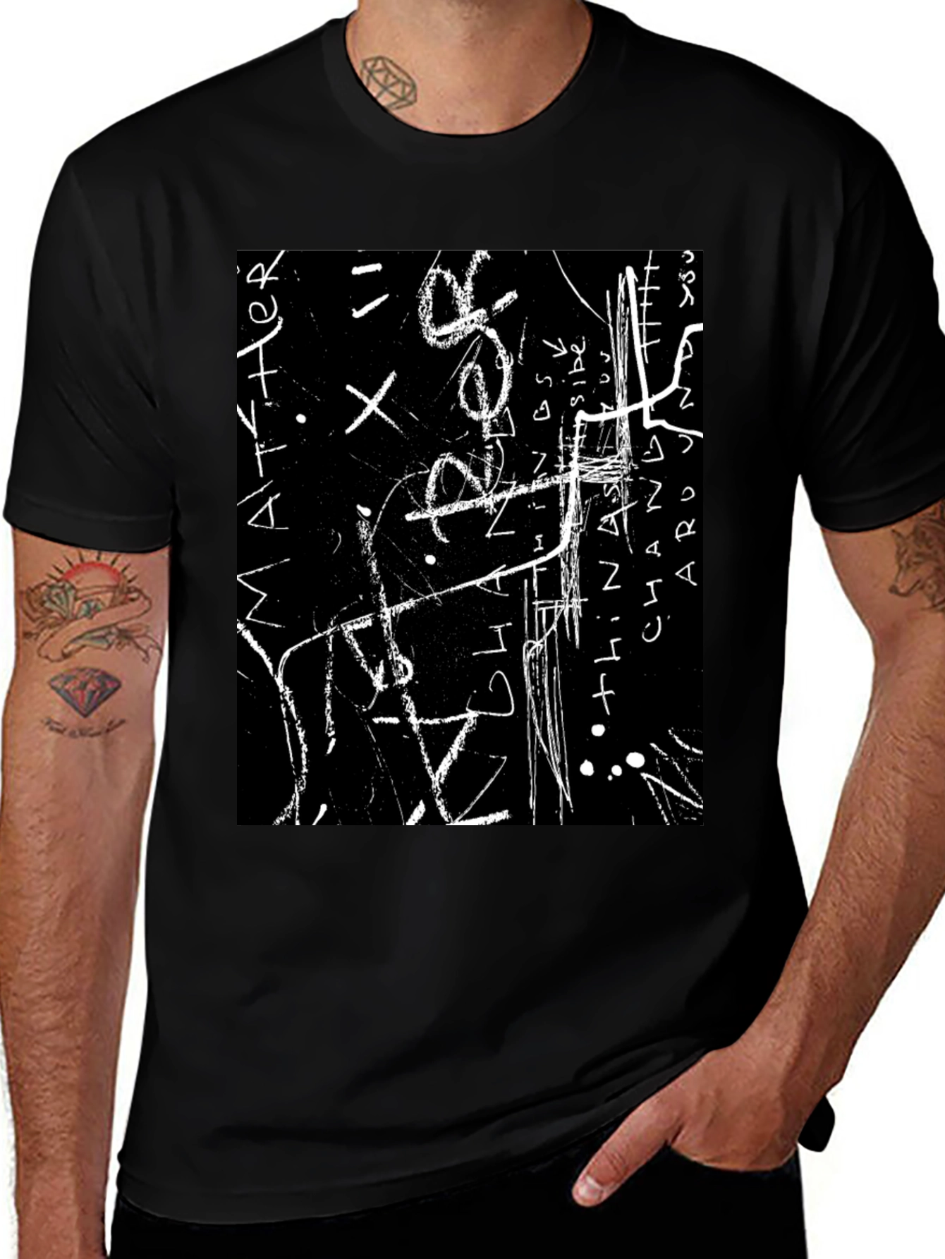 Variant 8 of Abstract Graphic Print Black T-Shirt