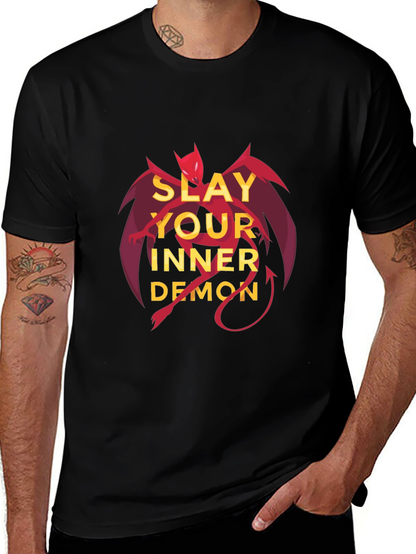 Slay Your Inner Demon Graphic Tee - Black Cotton