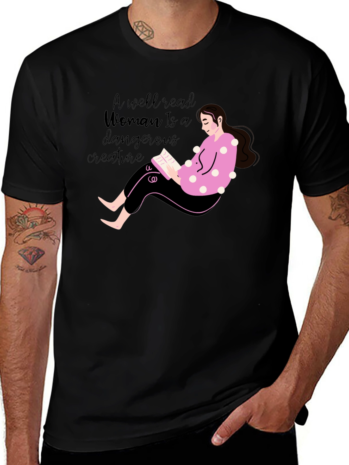 Variant 18 of Well Read Woman Graphic Tee - Black
