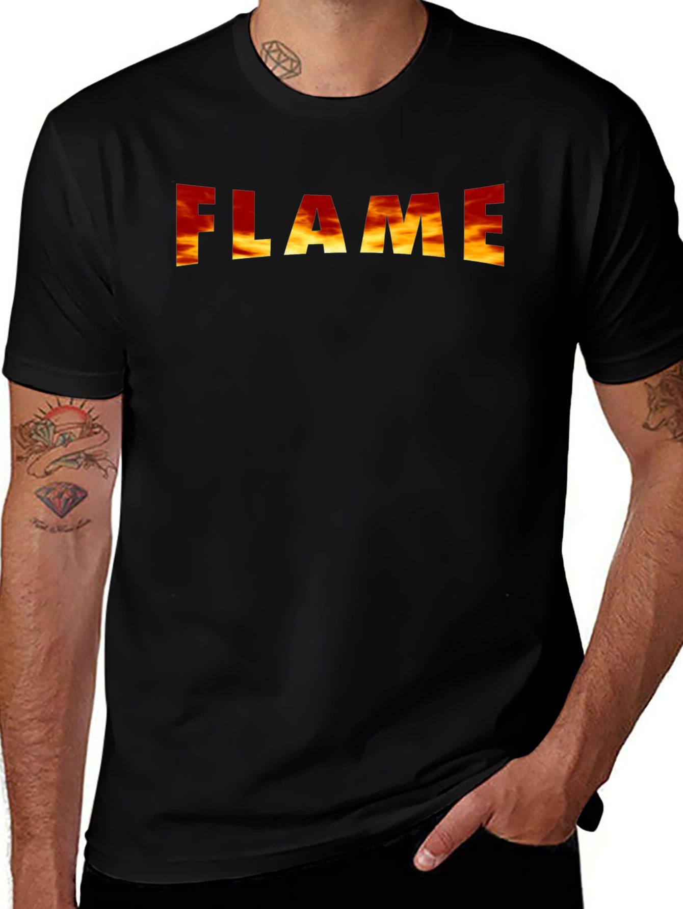 Variant 22 of Flame Graphic Print Black T-Shirt
