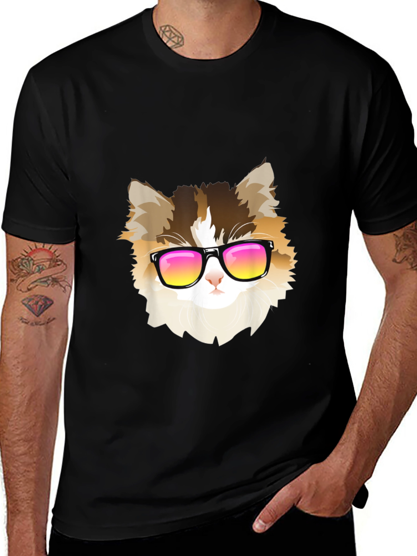 Variant 4 of Cool Cat Tee - Black Short Sleeve T-Shirt