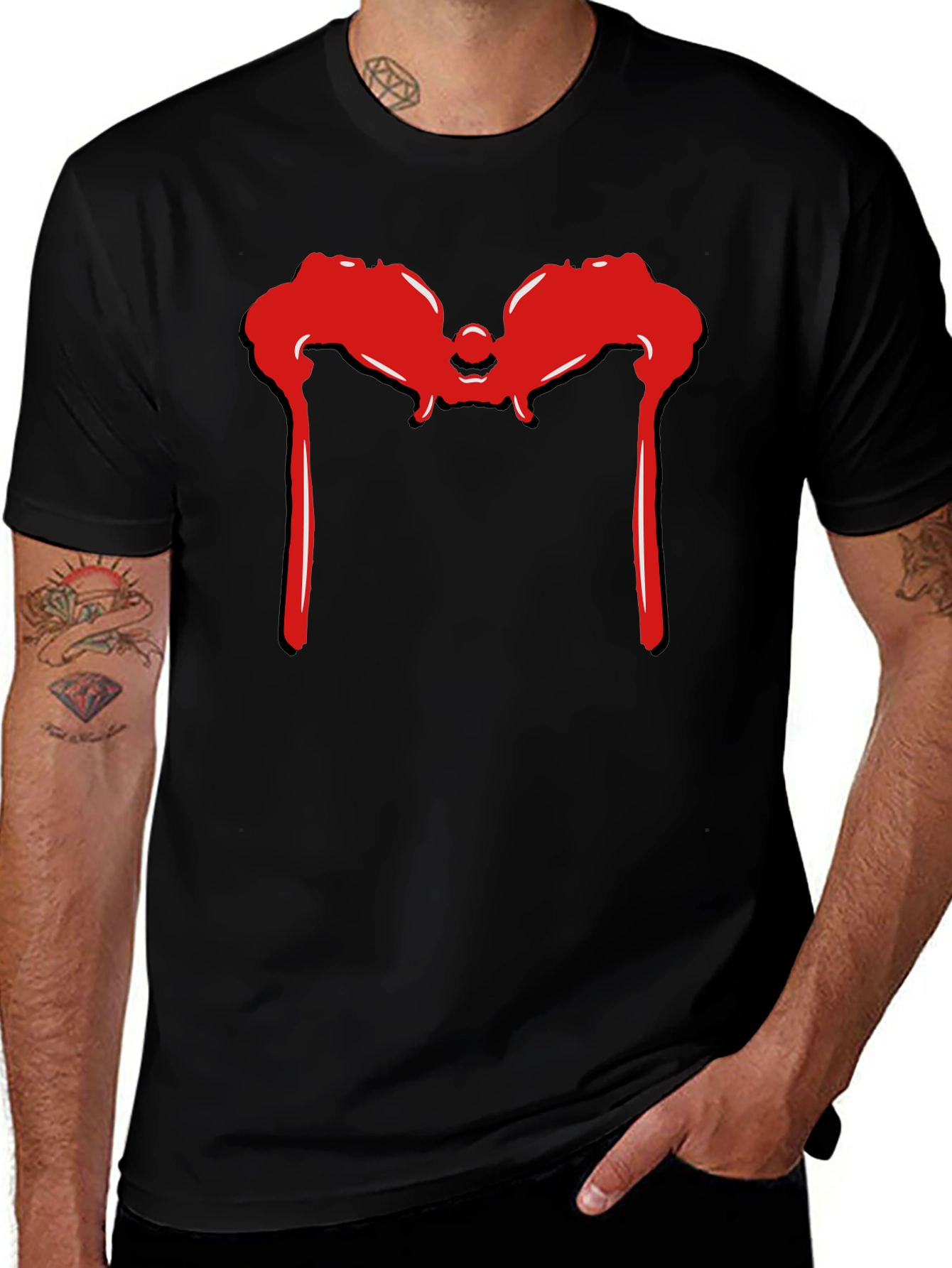 Gothic Drip Tee - Red Abstract Design on Black