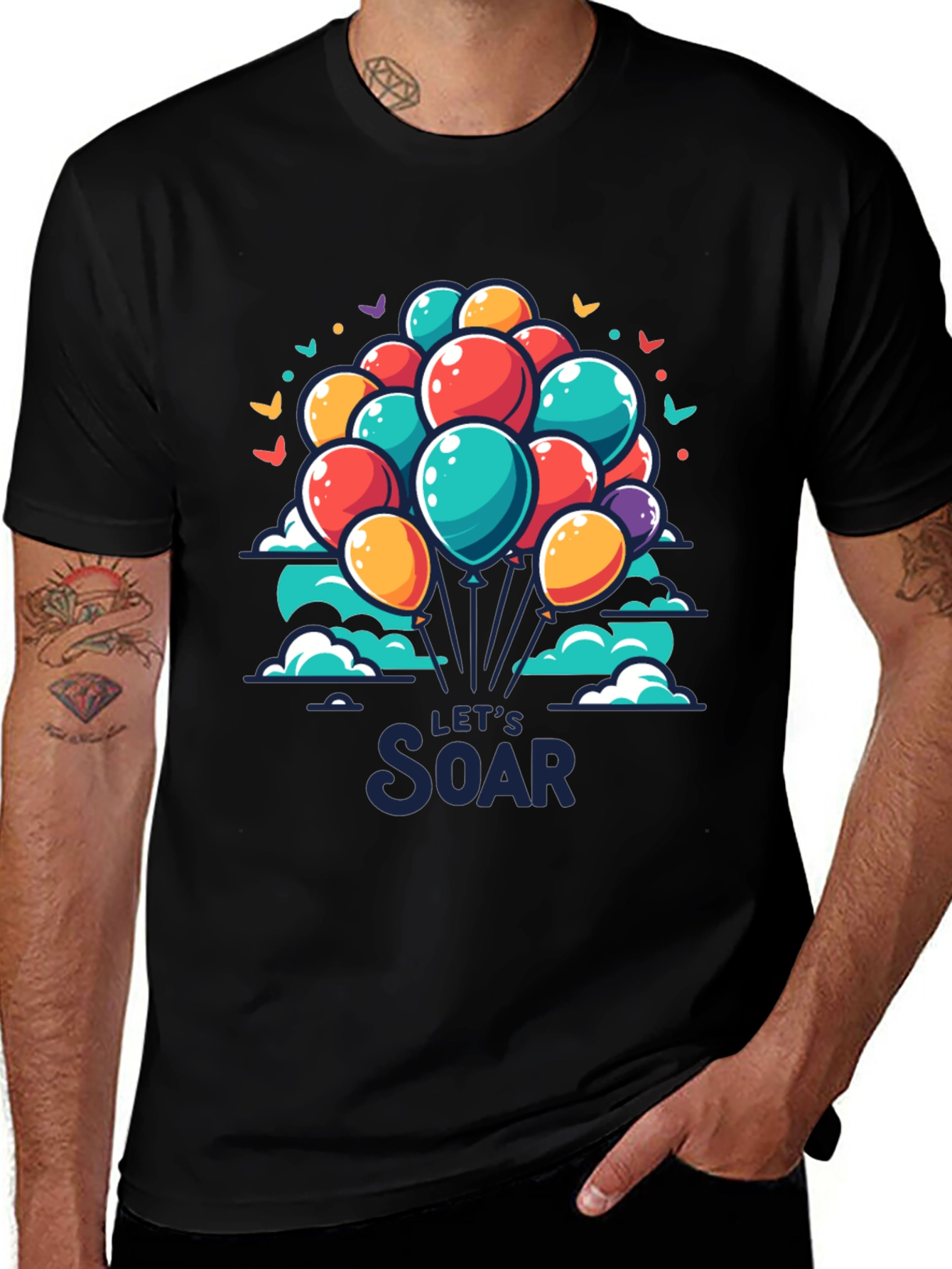 Variant 30 of Let's Soar T-Shirt: Colorful Balloon Graphic Tee