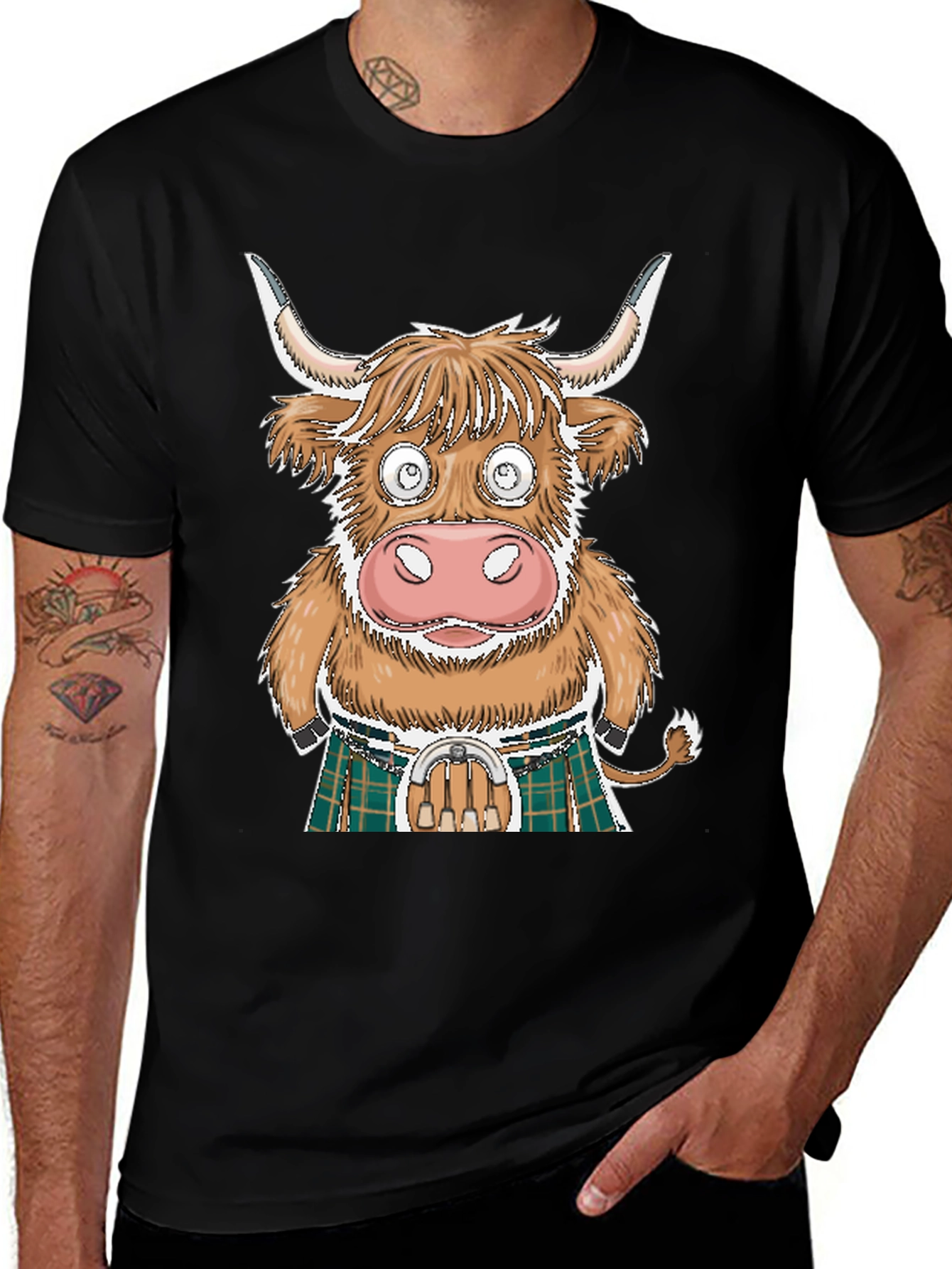 Funny Highland Cow in Kilt T-Shirt