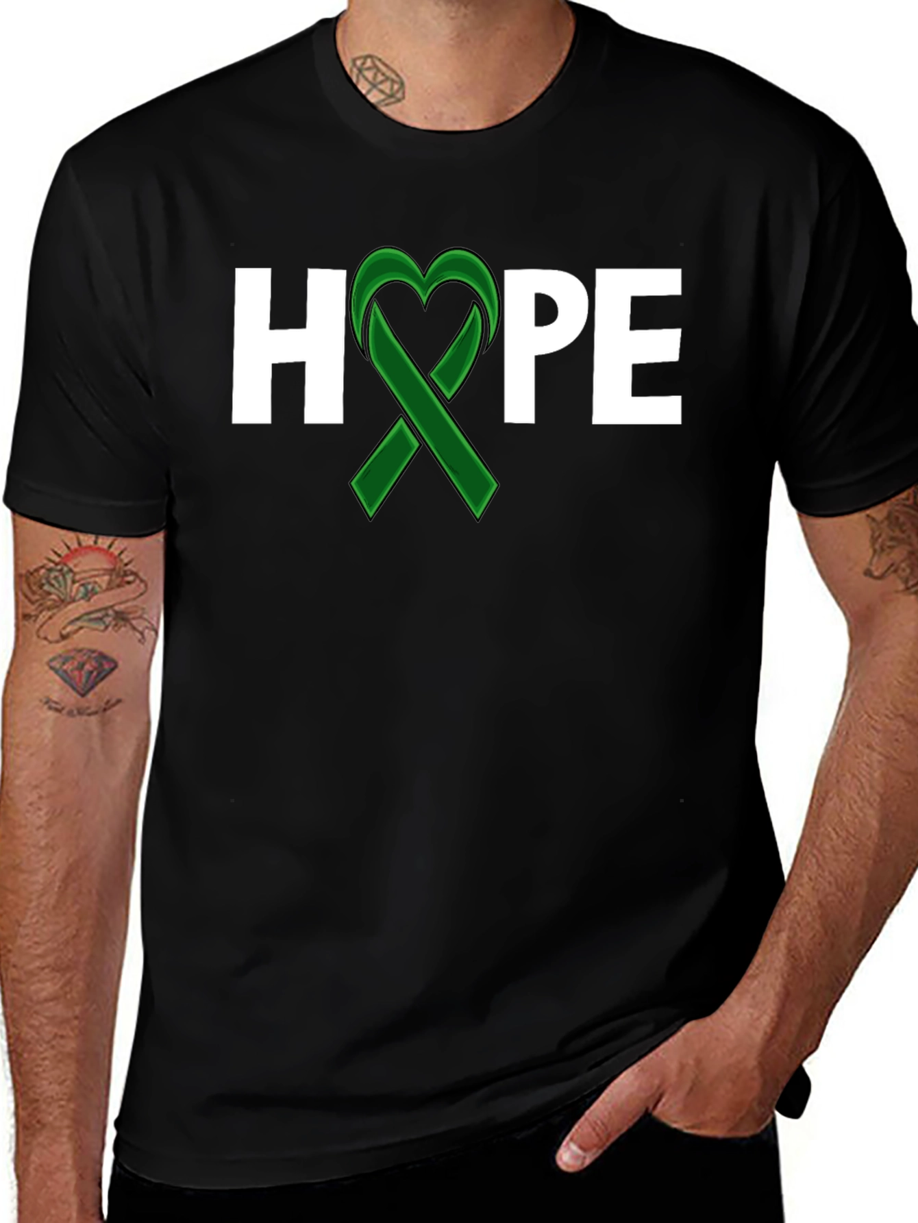 Variant 5 of Hope Awareness Ribbon Graphic Tee - Black