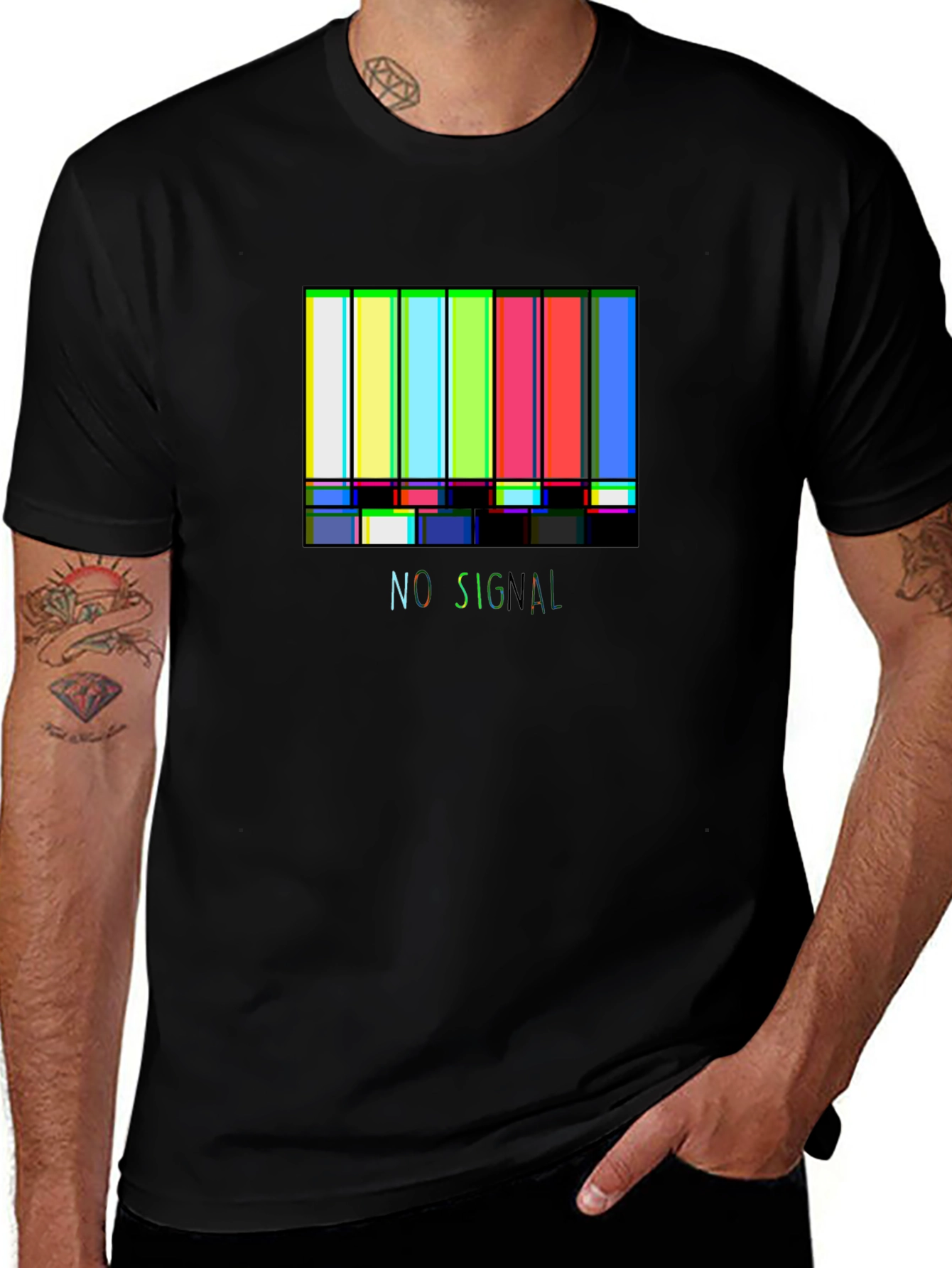 No Signal Retro TV Test Pattern Graphic Tee