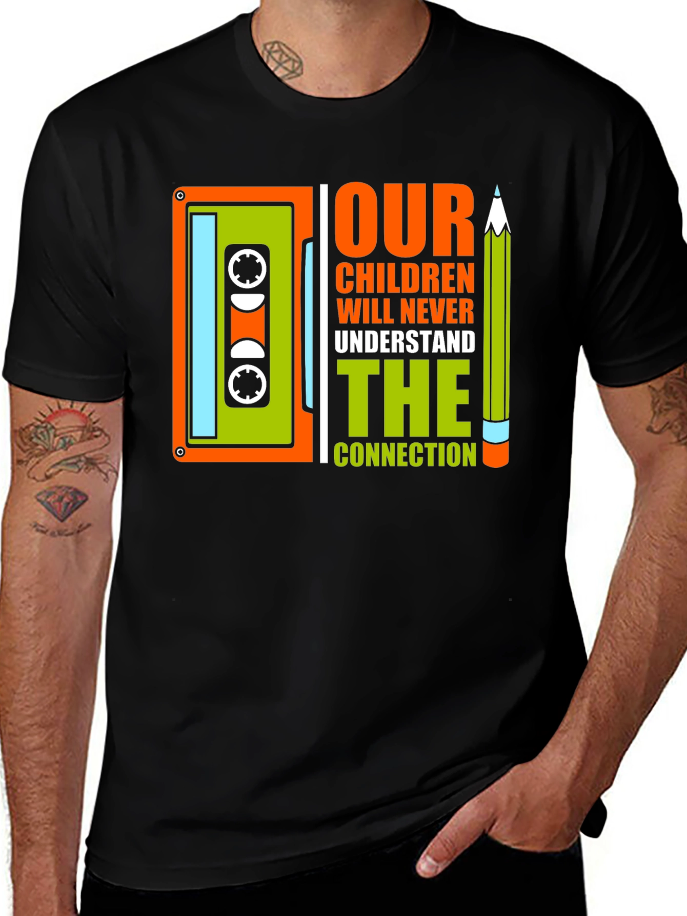 Variant 26 of Retro Cassette & Pencil T-Shirt - Our Children Will Never Understand
