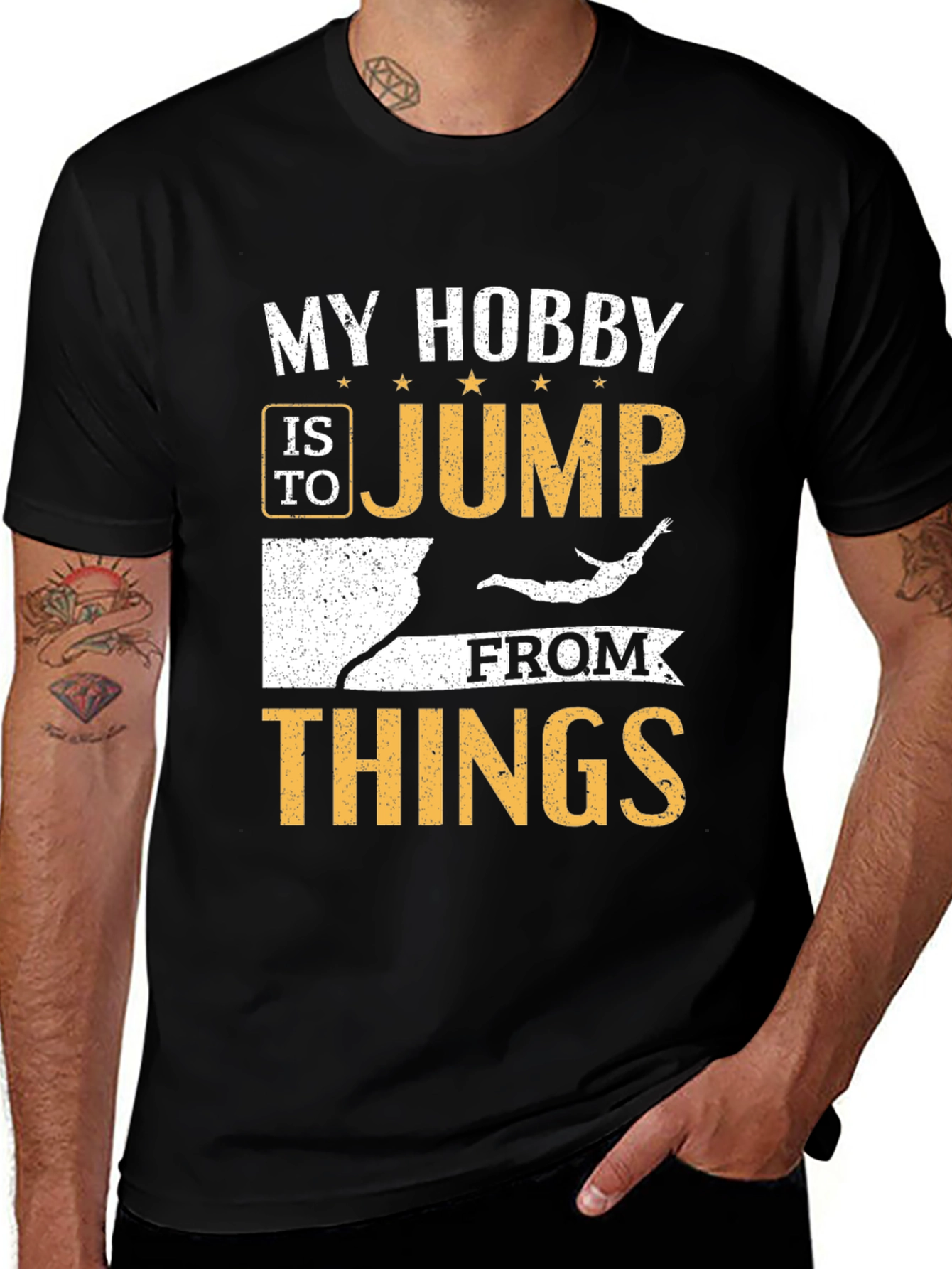 Variant 27 of My Hobby Is Jump From Things Black T-Shirt