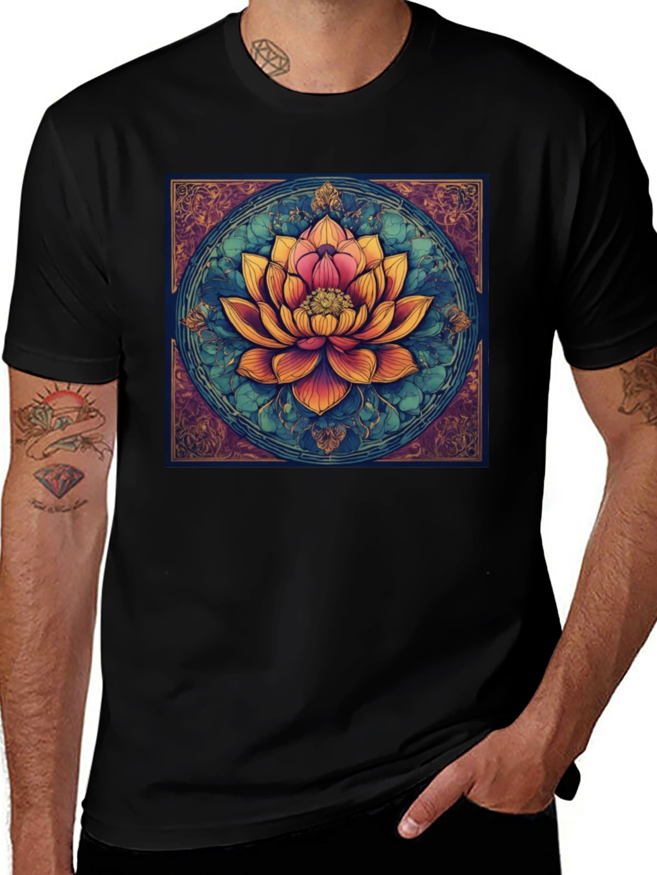 Variant 20 of Lotus Flower Graphic Tee - Artistic Design