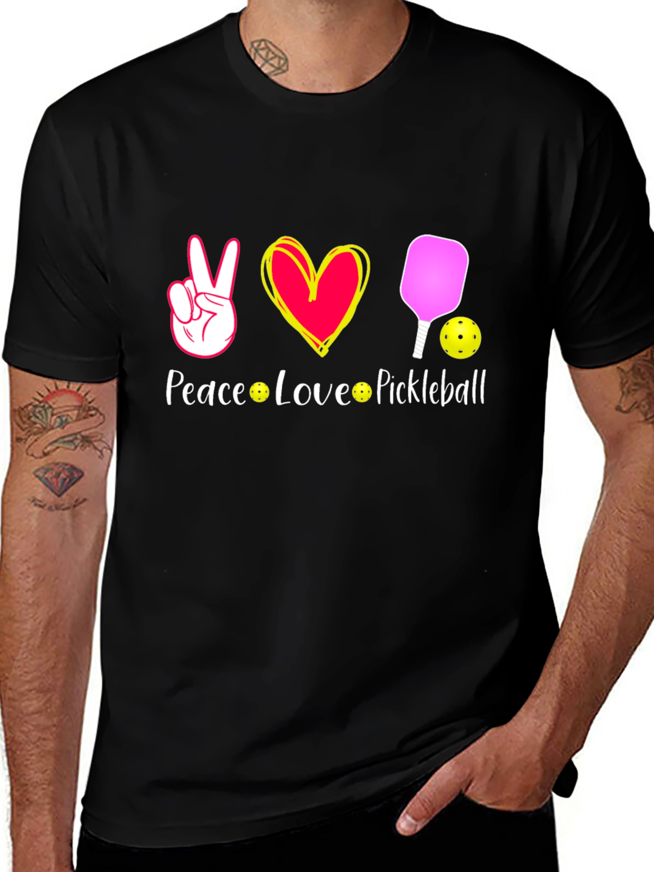 Variant 2 of Peace Love Pickleball Graphic T-Shirt