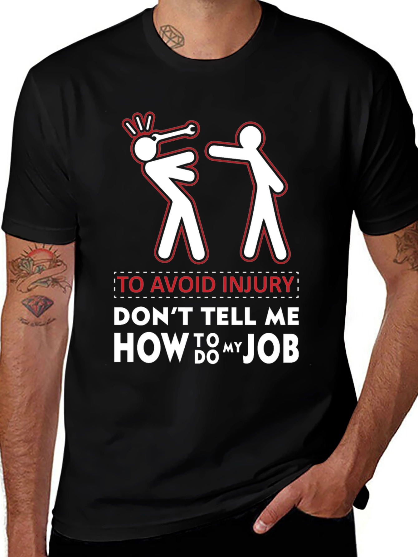 Variant 12 of Avoid Injury Funny Job Humor Graphic Tee