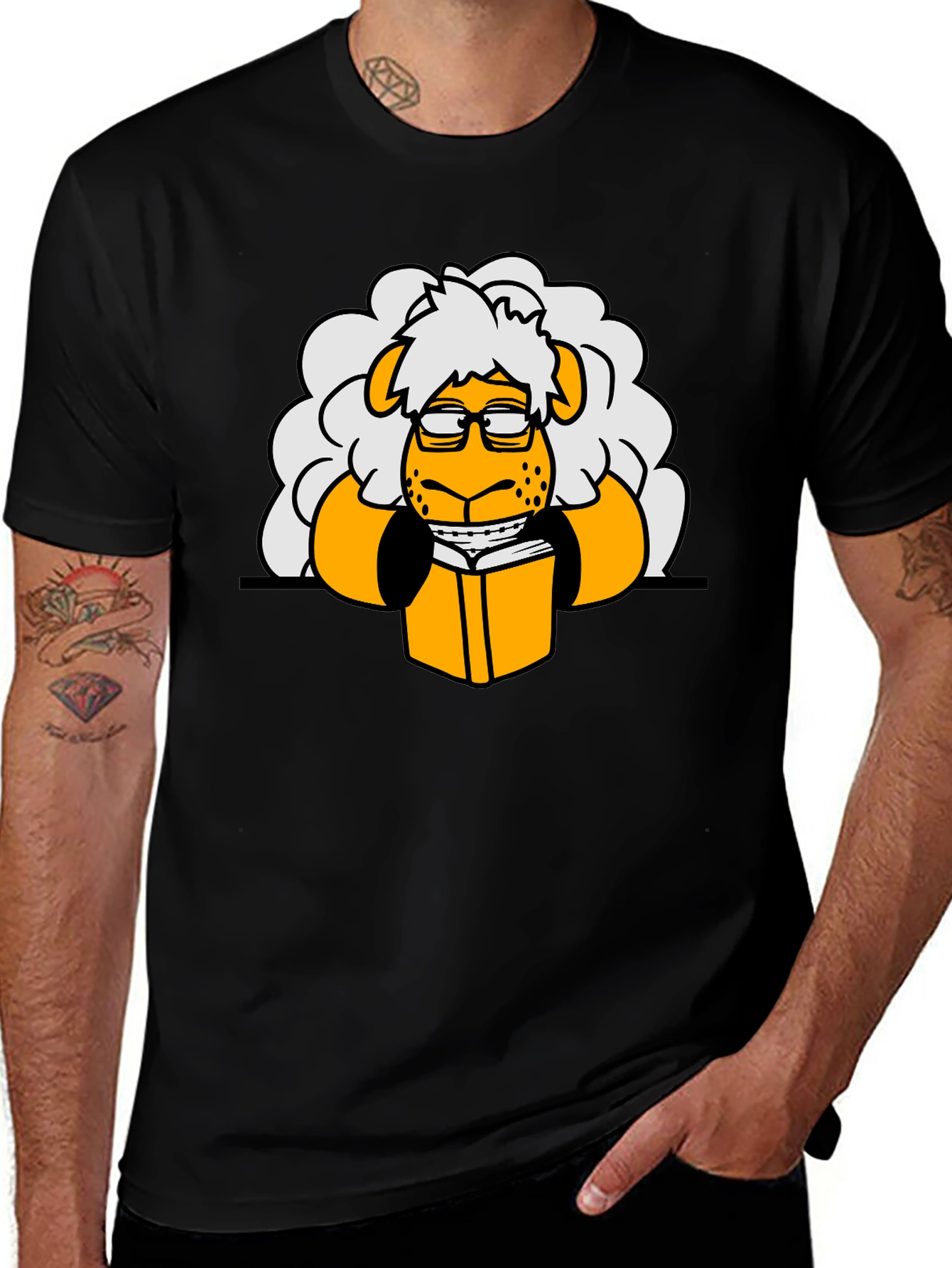 Variant 12 of Nerdy Sheep Reading Book Graphic T-Shirt