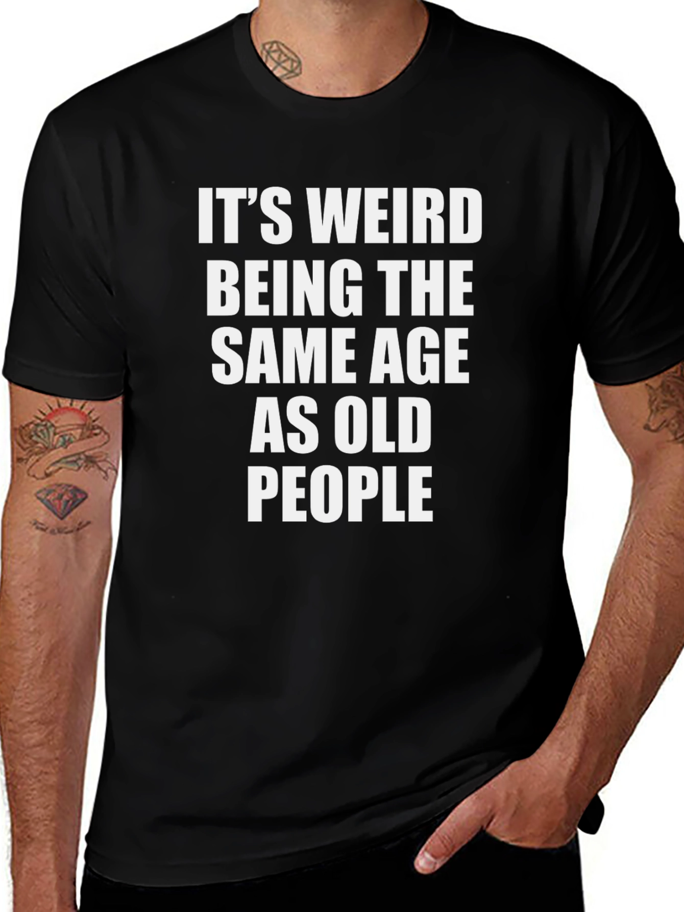 Variant 7 of Funny "Old People" Graphic Tee - Black Crewneck