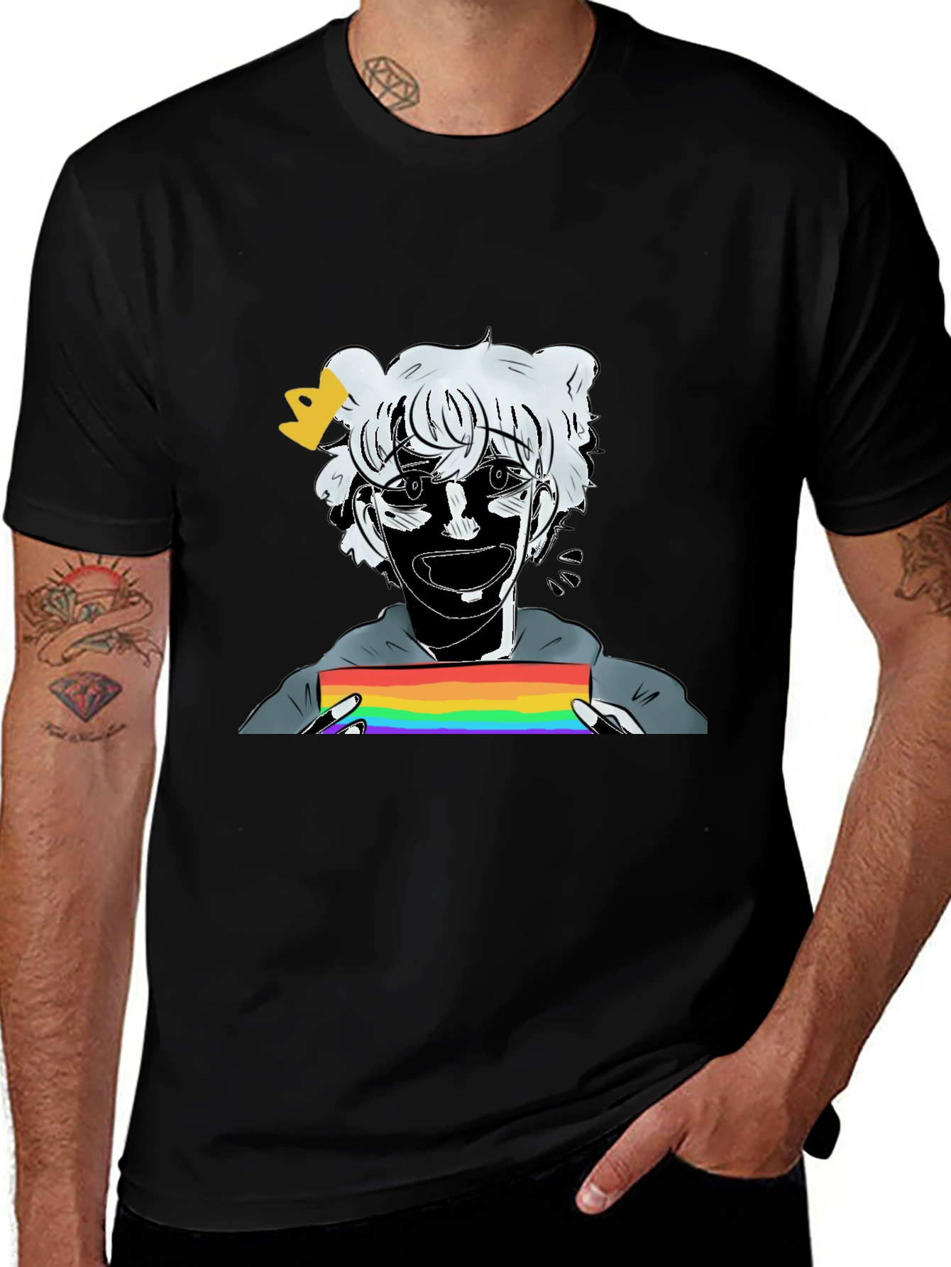 Variant 13 of Pride Cartoon Graphic Tee - Black Unisex T-Shirt