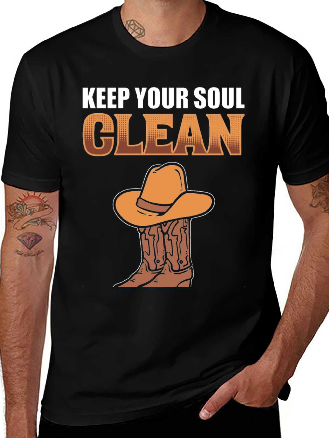 Variant 13 of Keep Your Soul Clean Cowboy Graphic T-Shirt