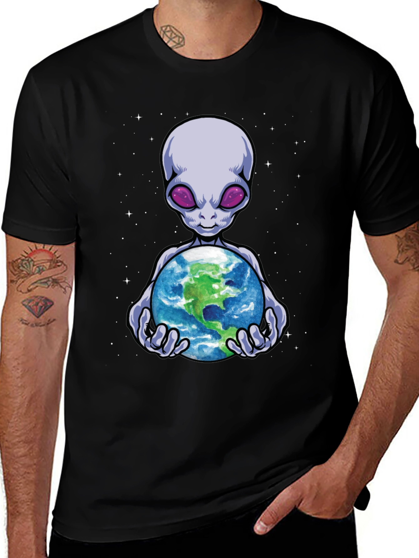 Variant 14 of Alien Holding Earth T-Shirt - Out of this World Style!