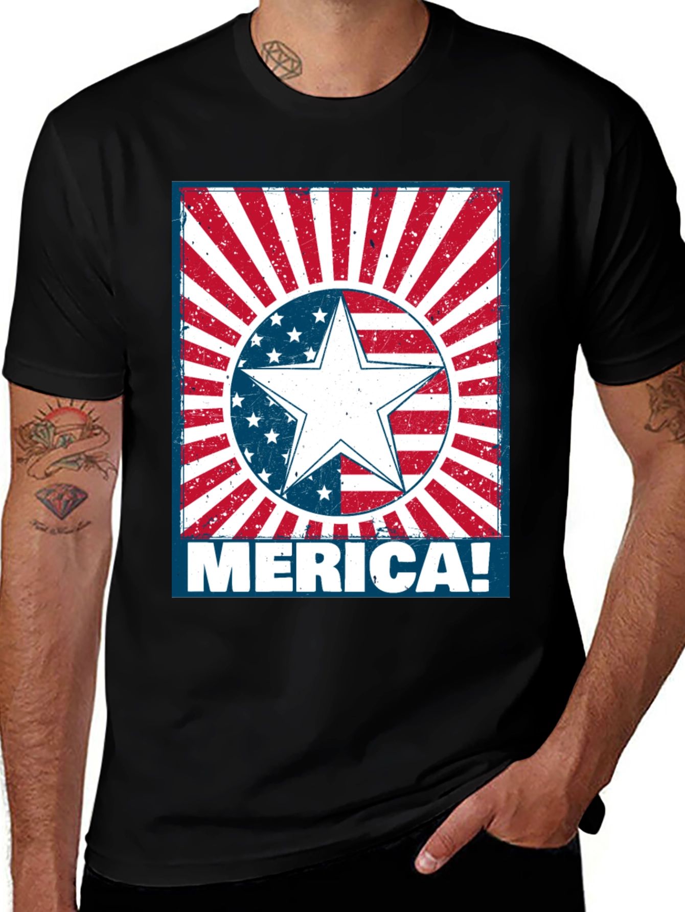 Variant 7 of Patriotic 'Merica Star Graphic T-Shirt