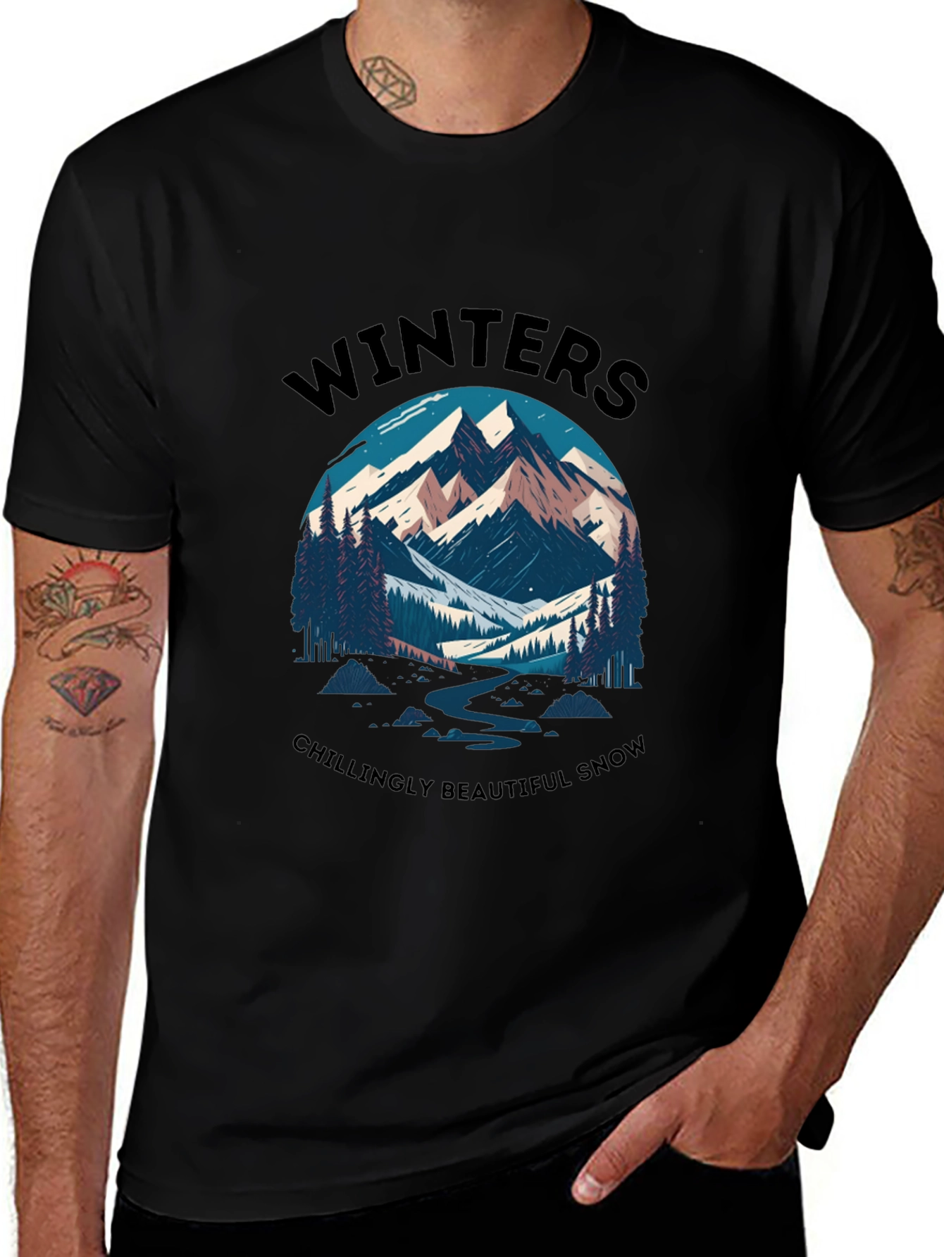 Variant 28 of Winter Mountain Scene Graphic Tee