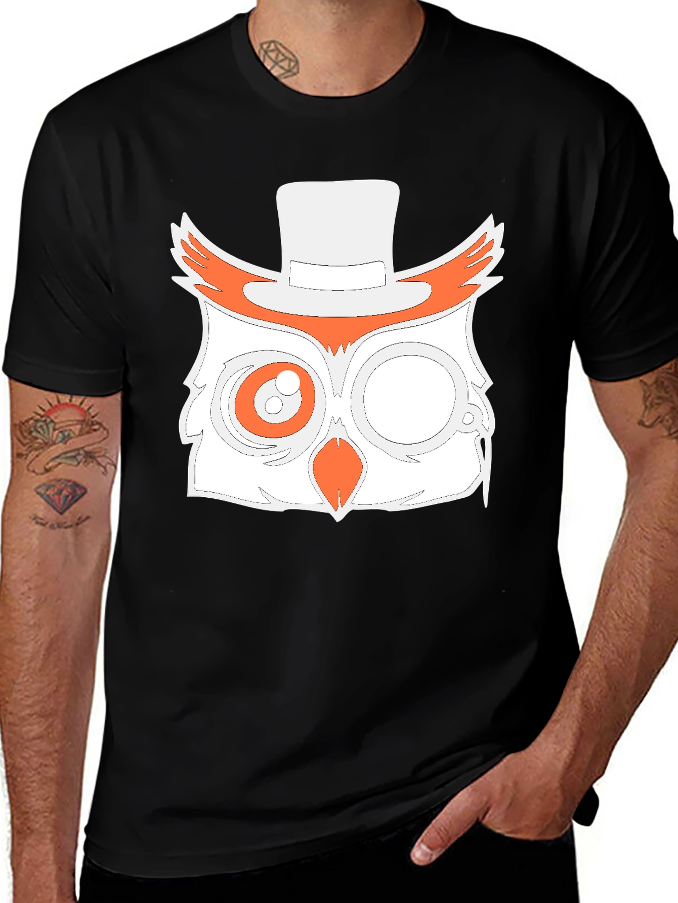 Variant 30 of Cool Owl with Monocle Graphic T-Shirt