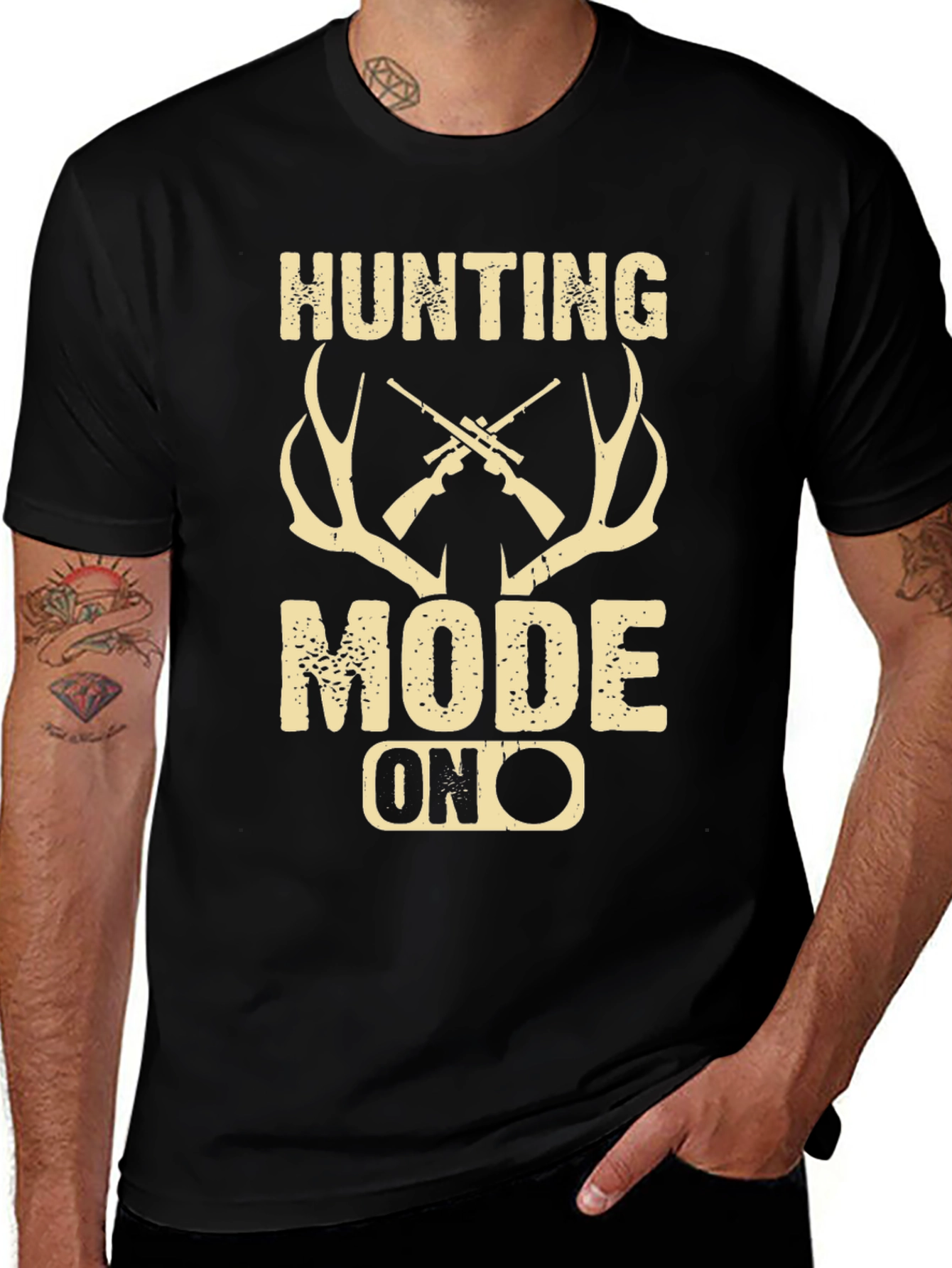Variant 14 of Hunting Mode On Graphic Tee - Black Casual Shirt