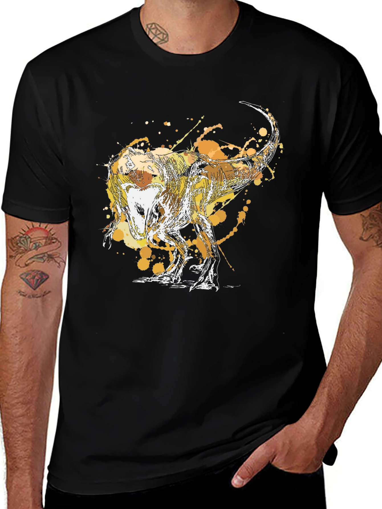 Variant 11 of Dino Splatter Graphic Tee - Modern T-Rex Design