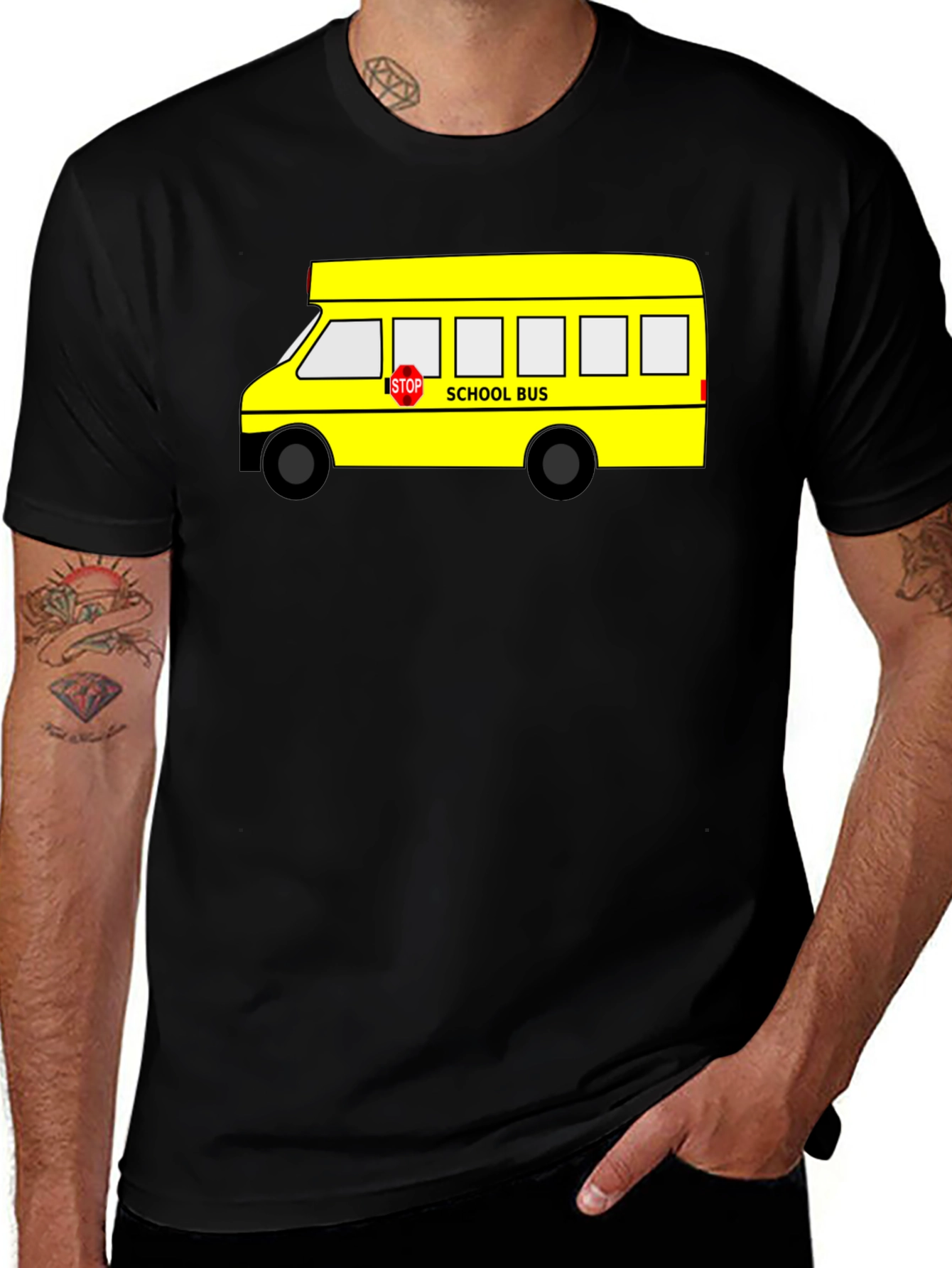 Variant 15 of School Bus Graphic Tee - Black Cotton T-Shirt