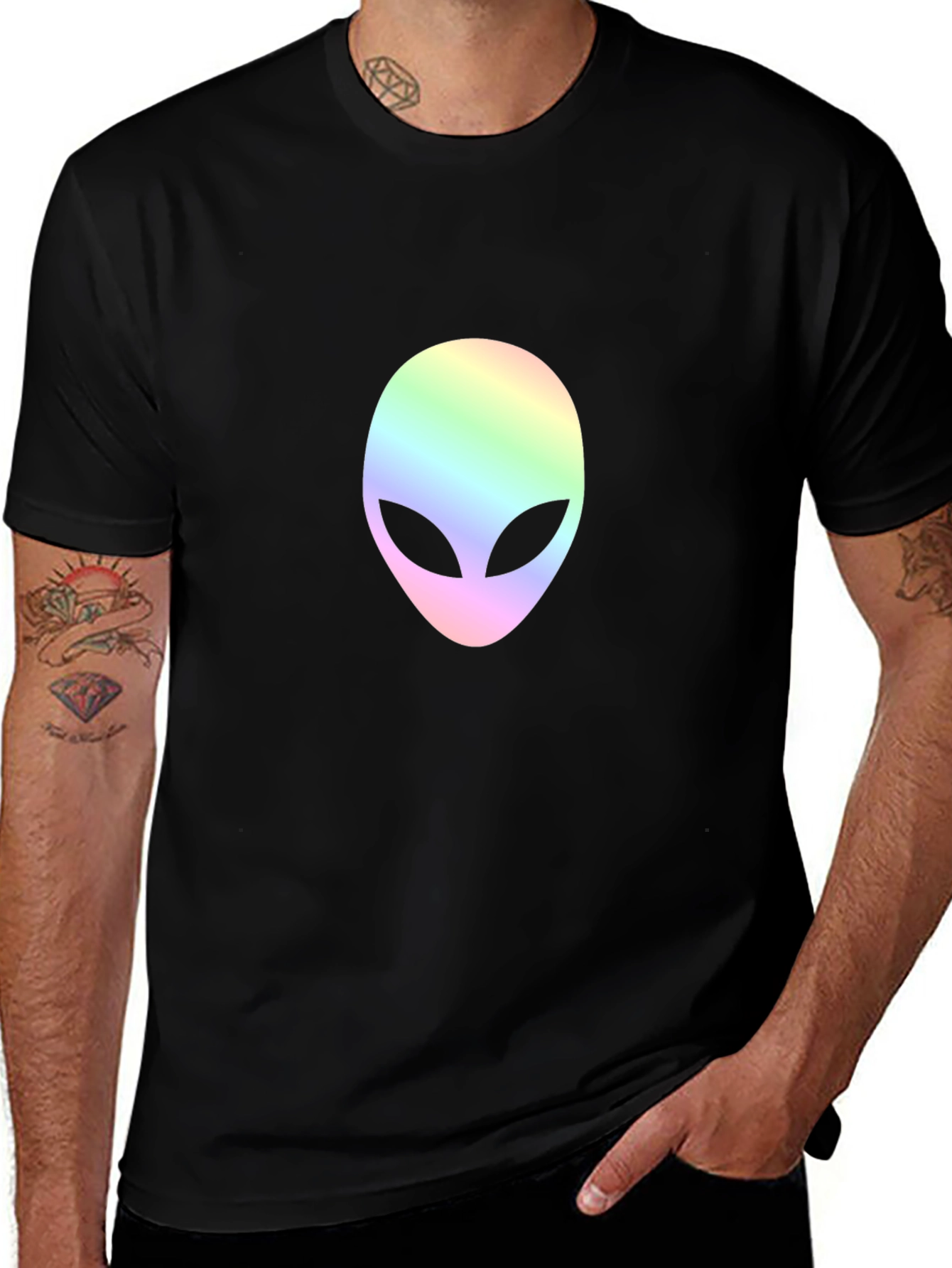Variant 24 of Alien Head Graphic Tee - Black Cotton T-Shirt