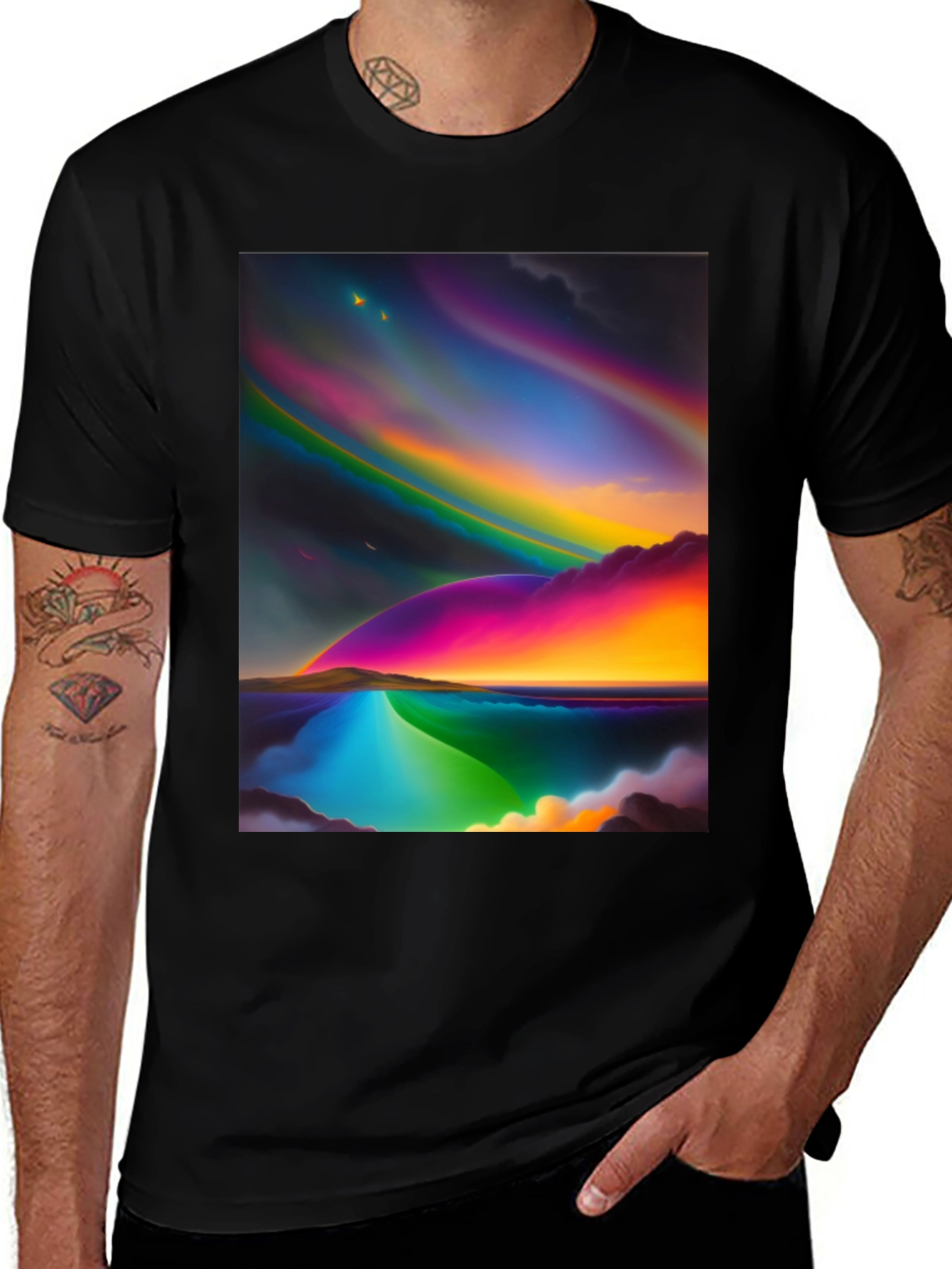 Variant 13 of Rainbow Sky T-Shirt - Colorful Art Graphic Tee