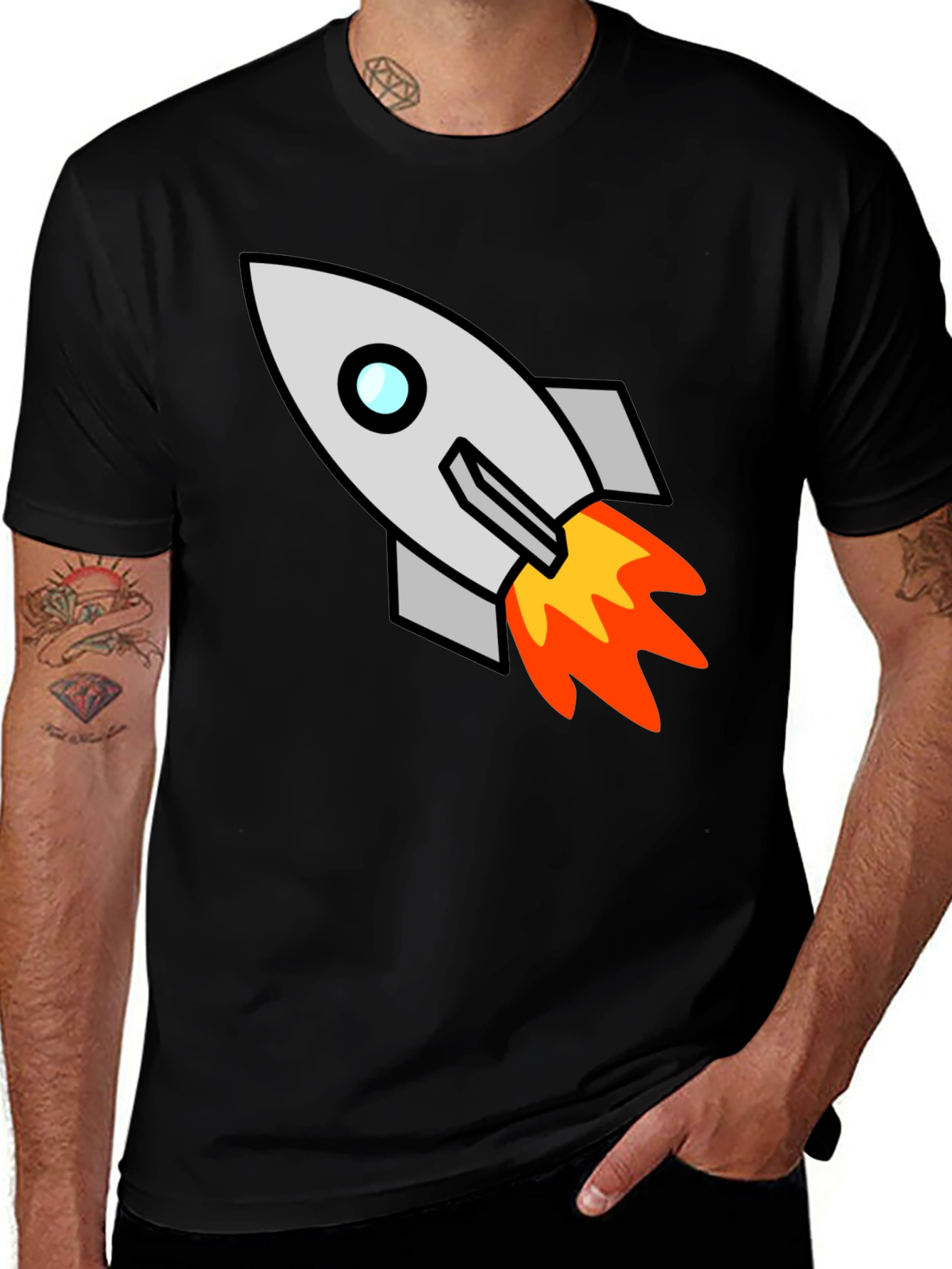 Variant 23 of Rocket Launch Graphic Tee - Black Casual T-Shirt