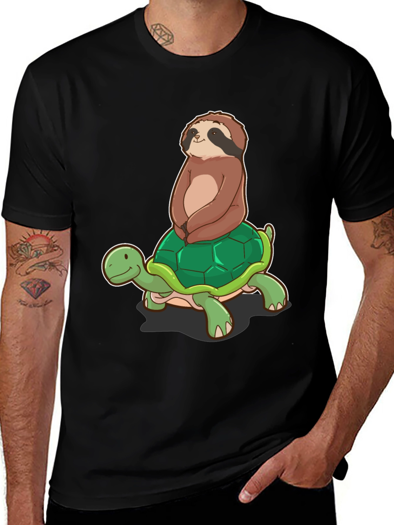 Variant 6 of Sloth Riding Turtle Graphic Tee