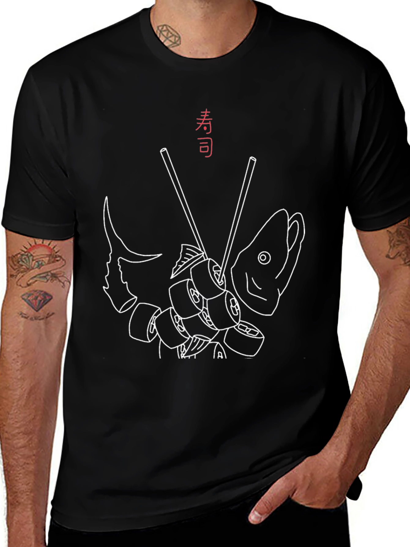 Variant 27 of Sushi Fish Graphic Tee - Japanese Food Art T-Shirt