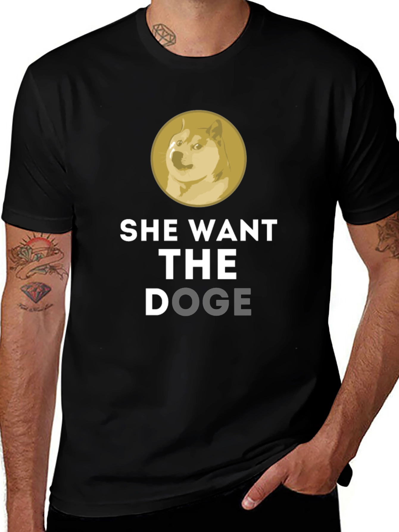 Black She Want The Doge Funny Meme T-Shirt main image