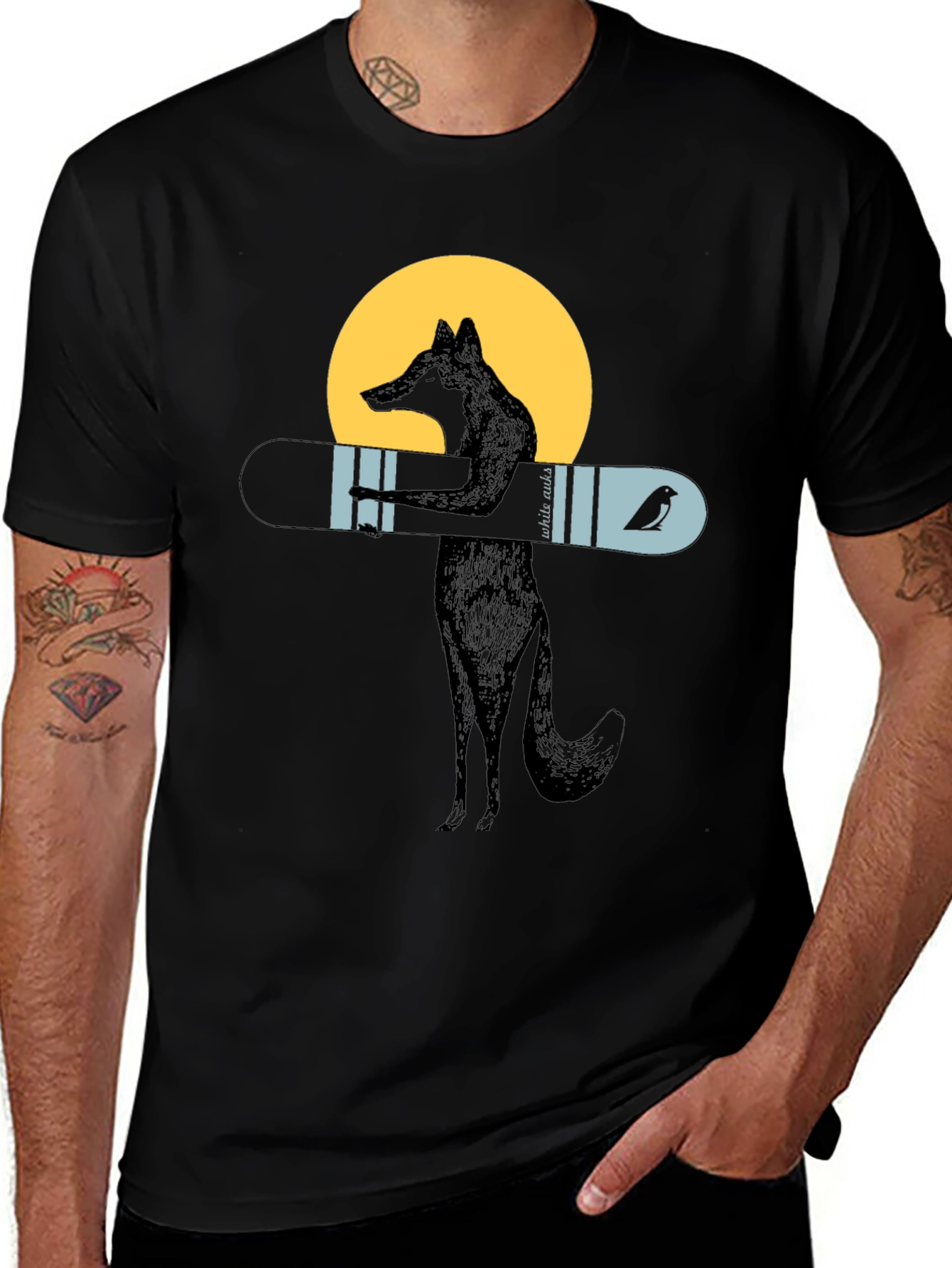 Variant 4 of Fox & Skis Graphic Tee - Stylish Black T-Shirt