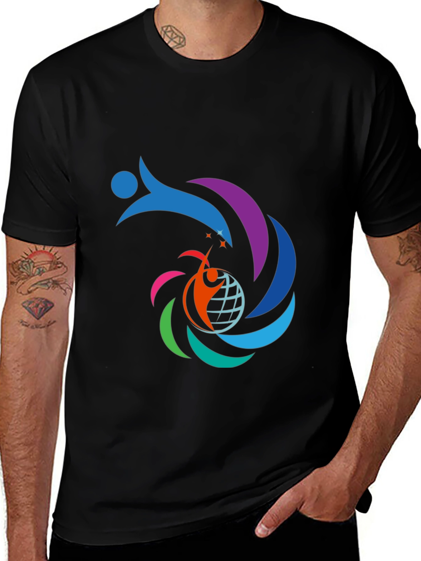 Variant 29 of Vibrant Graphic Print Black T-Shirt