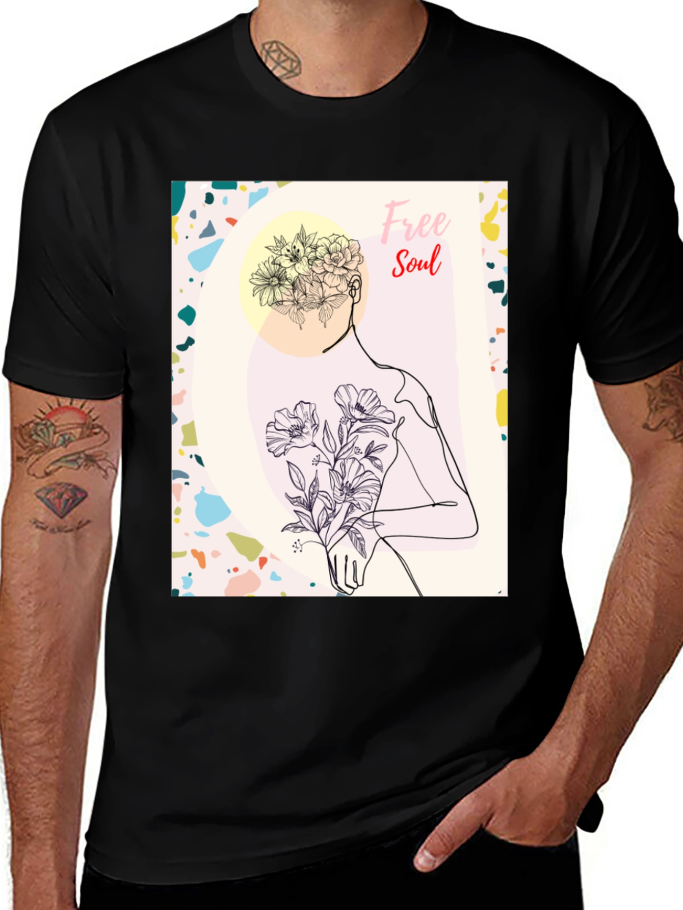 Variant 17 of Free Soul Graphic Black T-Shirt