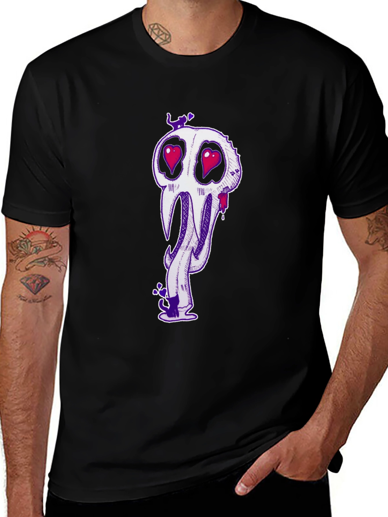 Skull with Heart Eyes Graphic Tee