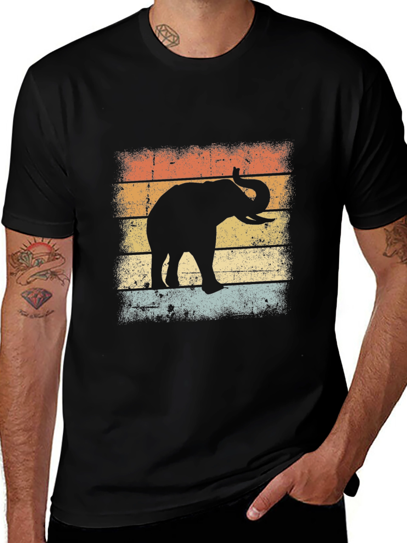 Variant 21 of Retro Elephant Graphic Tee - Stylish Comfort