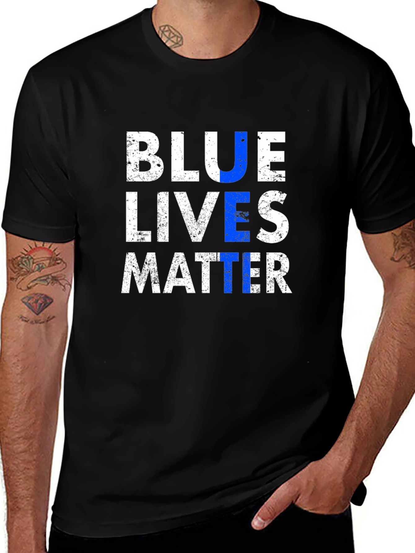 Blue Lives Matter Graphic T-Shirt - Black
