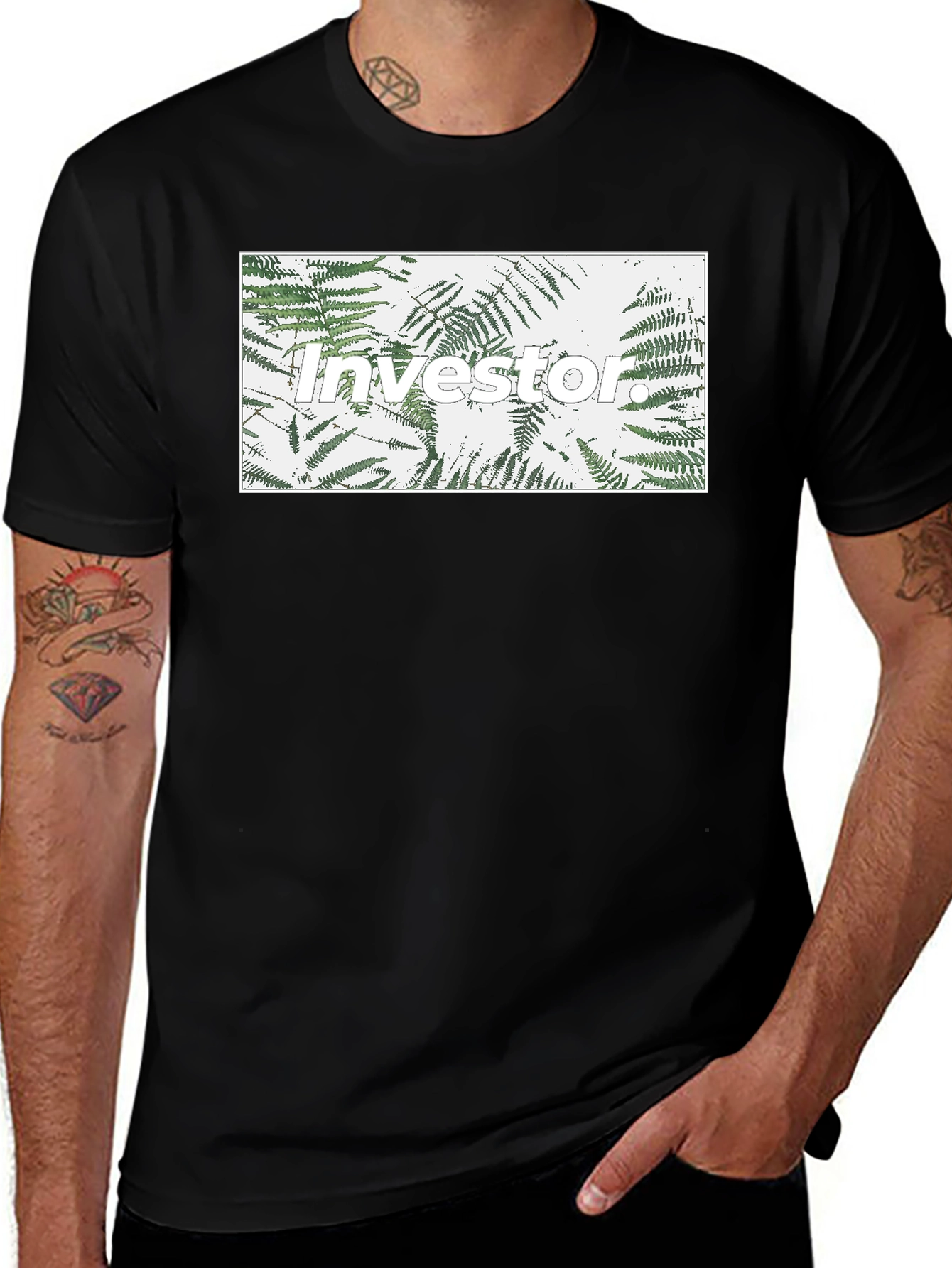 Investor Fern Graphic Tee - Black Cotton T-Shirt