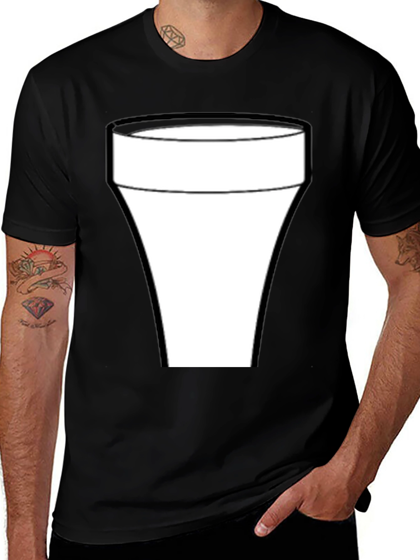 Variant 18 of Cool Black T-Shirt with White Glass Graphic