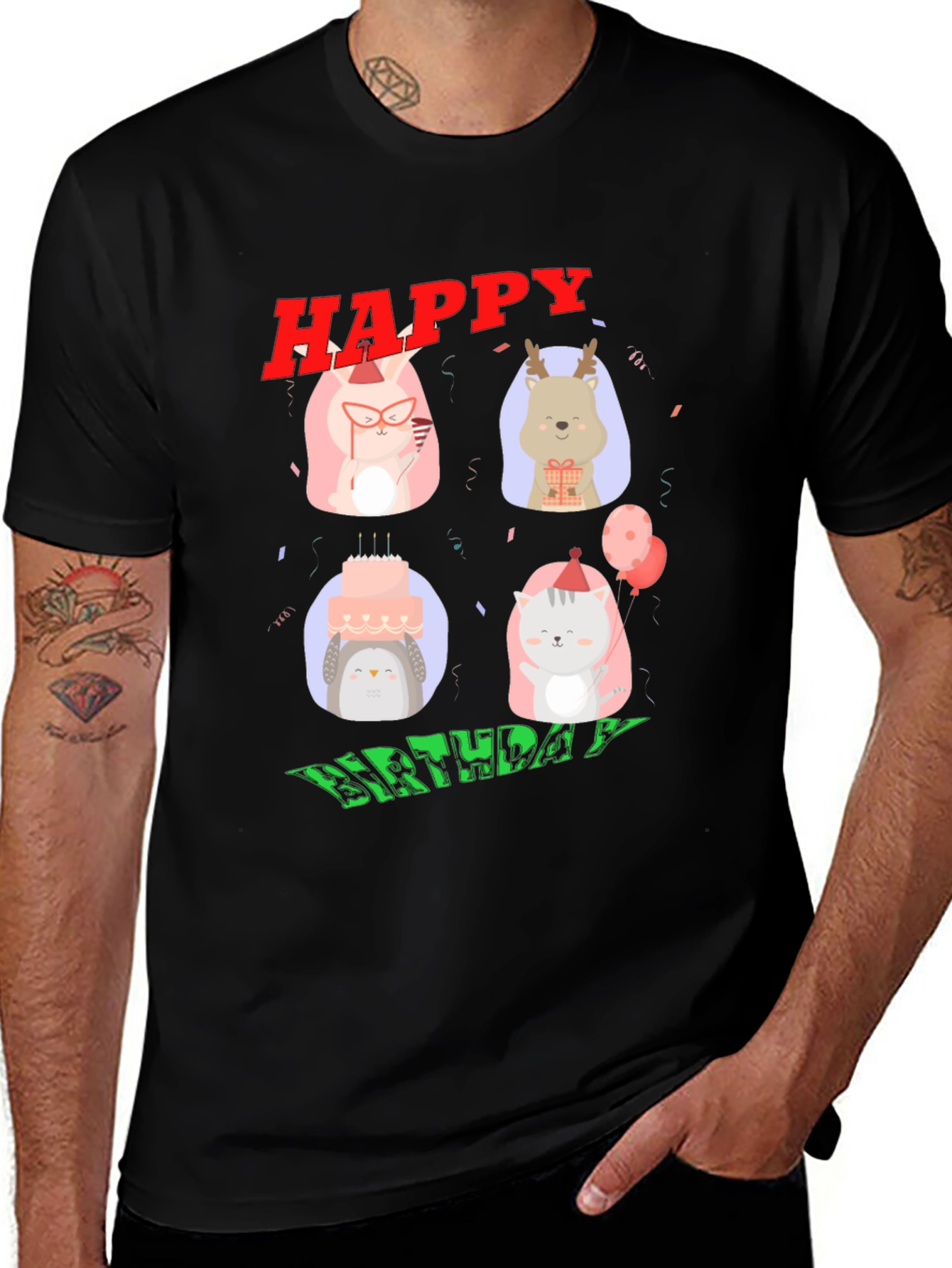 Variant 18 of Happy Birthday Animals Graphic T-Shirt