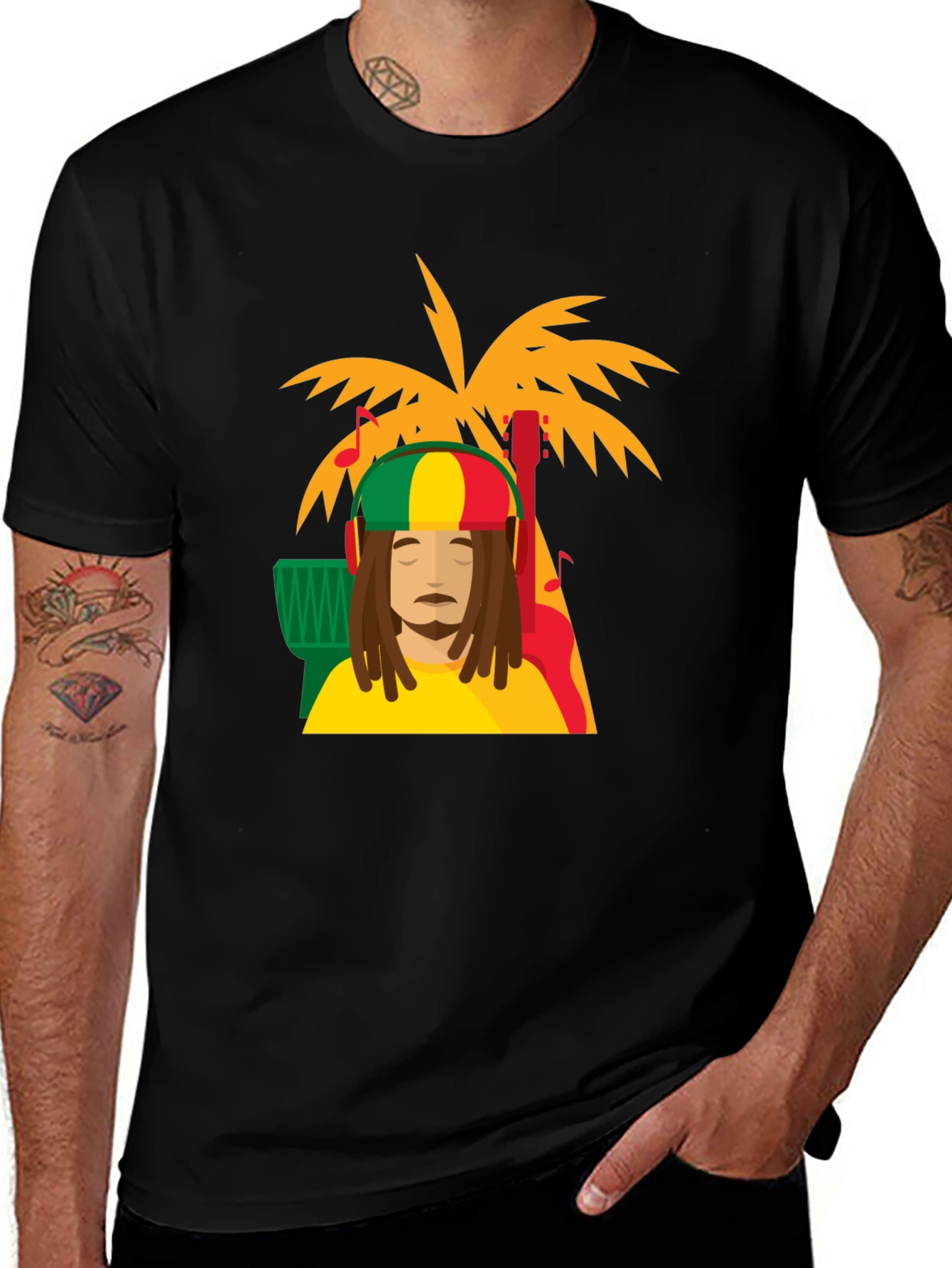Variant 6 of Rasta Man Tee - Island Vibes Black T-Shirt