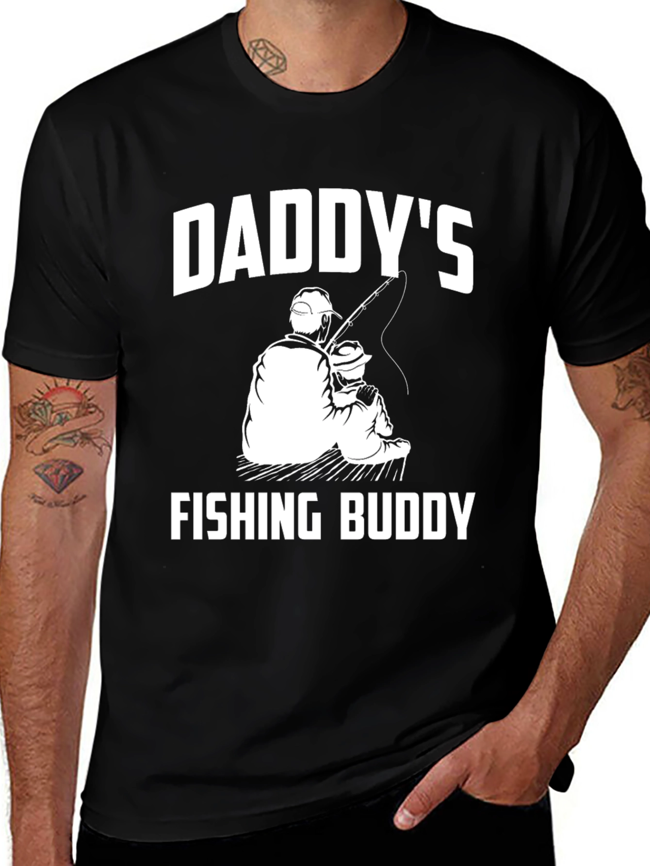 Variant 25 of Daddy's Fishing Buddy Black T-Shirt