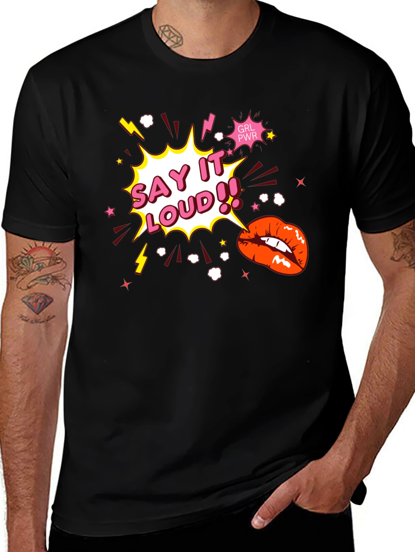 Variant 14 of Say It Loud! Graphic Print Black T-Shirt